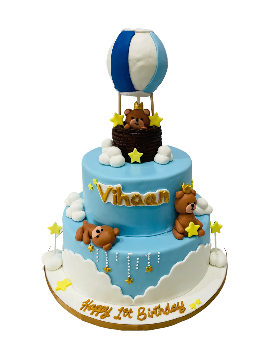 Hot Air Balloon Tiered Fondant Cake