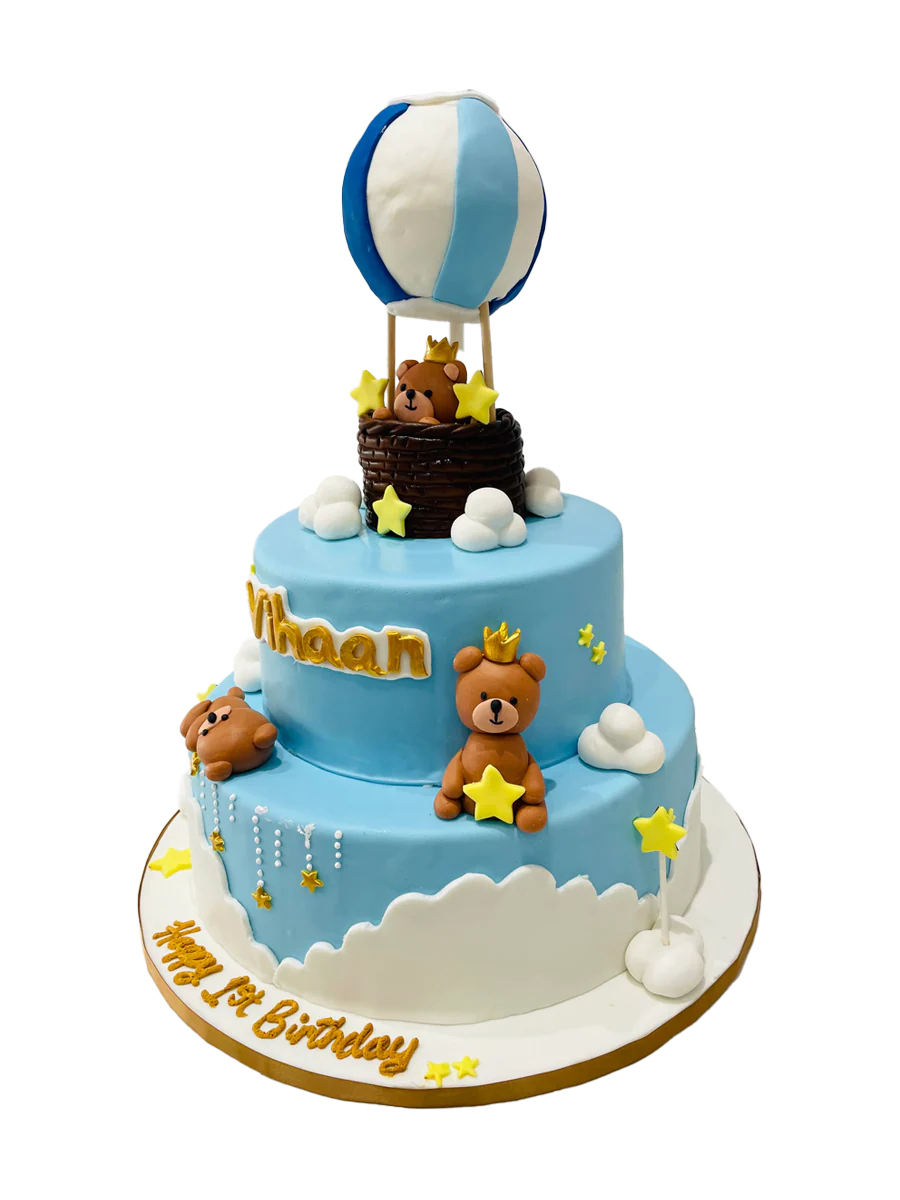 Hot Air Balloon Tiered Fondant Cake - Image 5