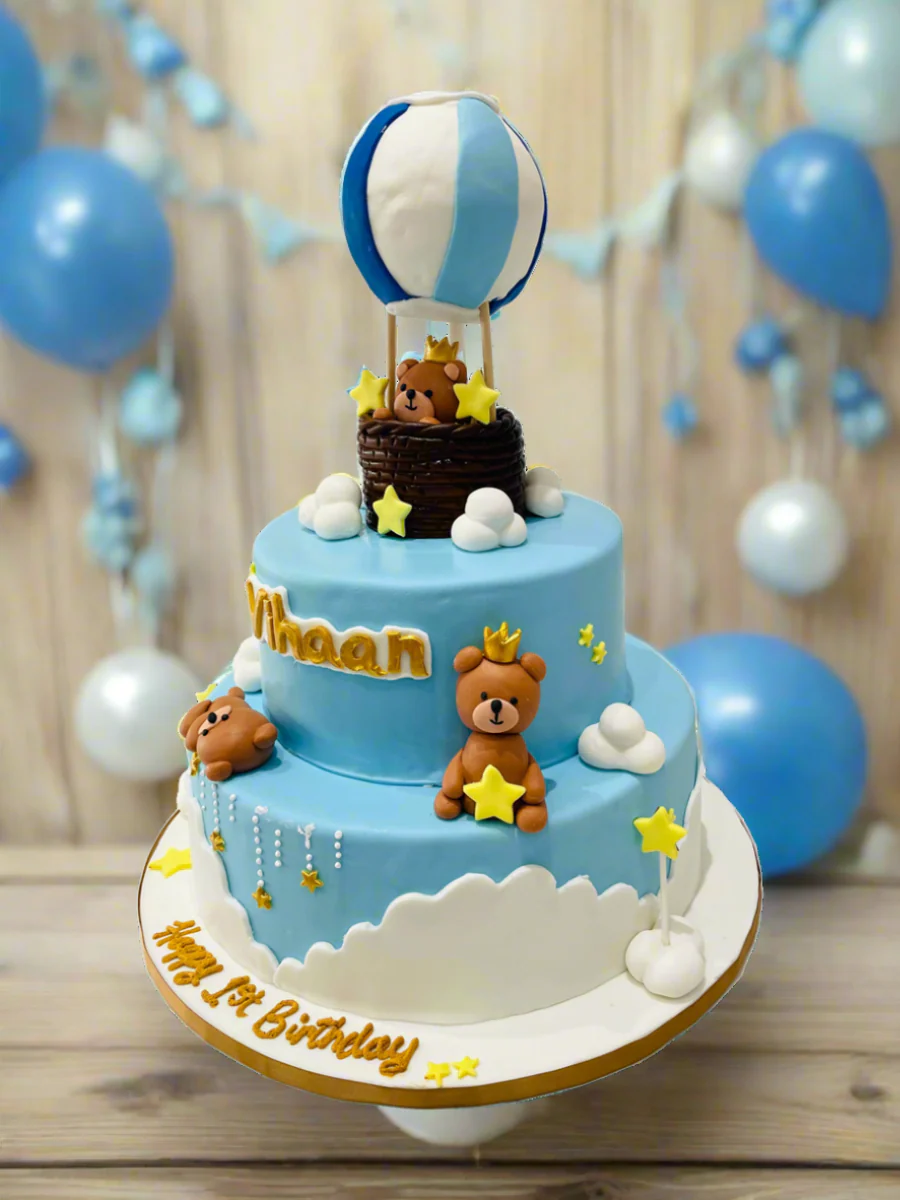 Hot Air Balloon Tiered Fondant Cake - Image 7