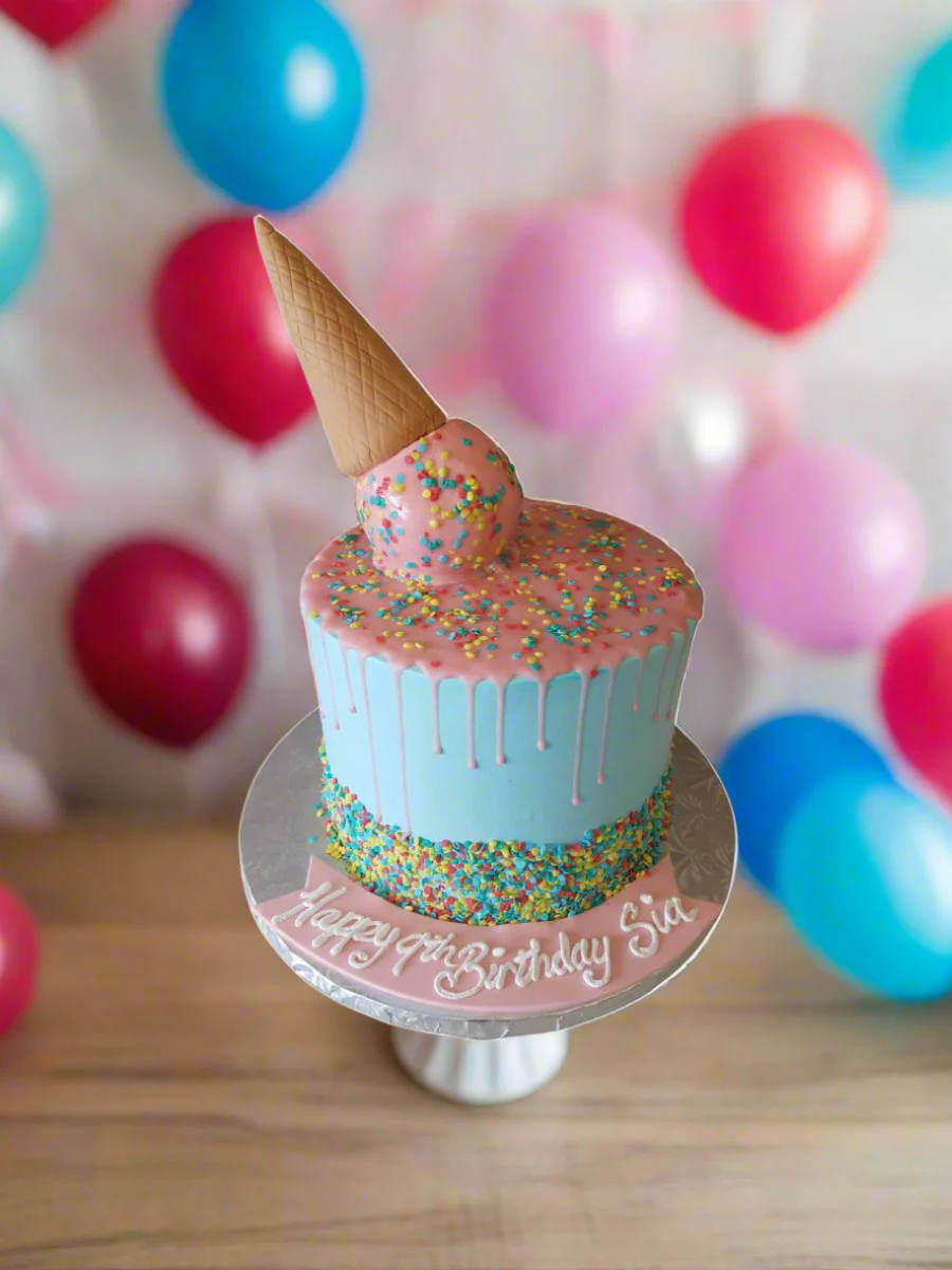 Ice-Cream Cone Drizzle Birthday Cake - Image 3