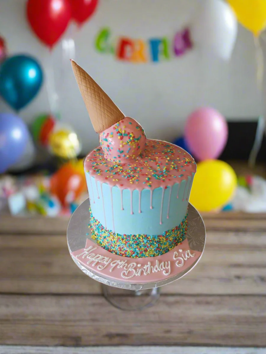 Ice-Cream Cone Drizzle Birthday Cake - Image 4