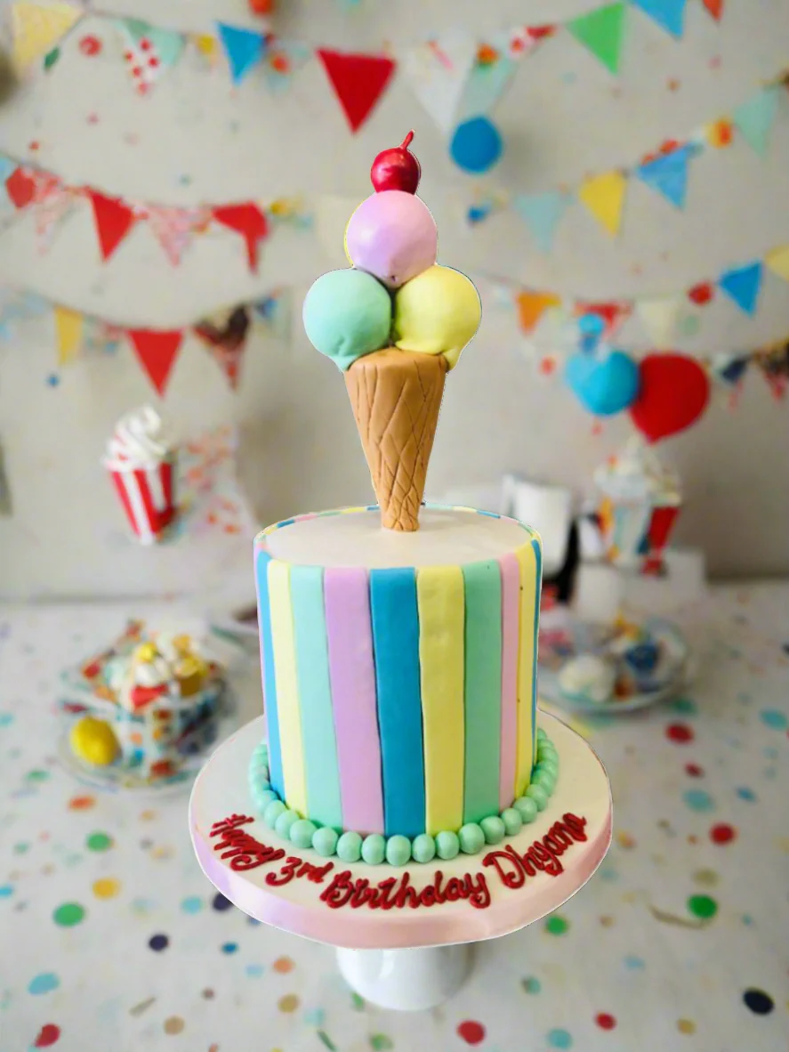 Ice Cream Cone Fondant Cake - Image 2