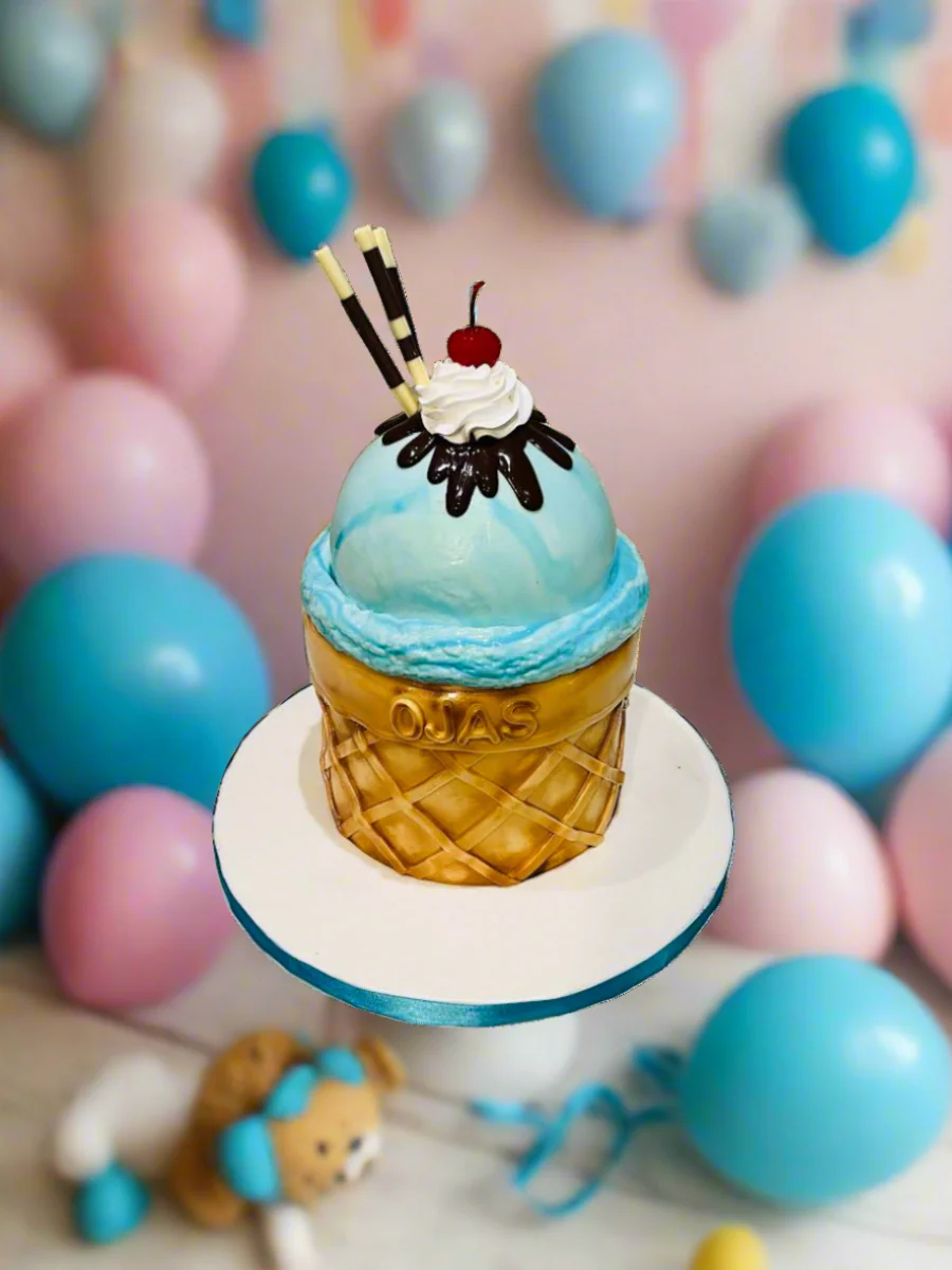Ice Cream Cone Molded Fondant Cake - Image 3