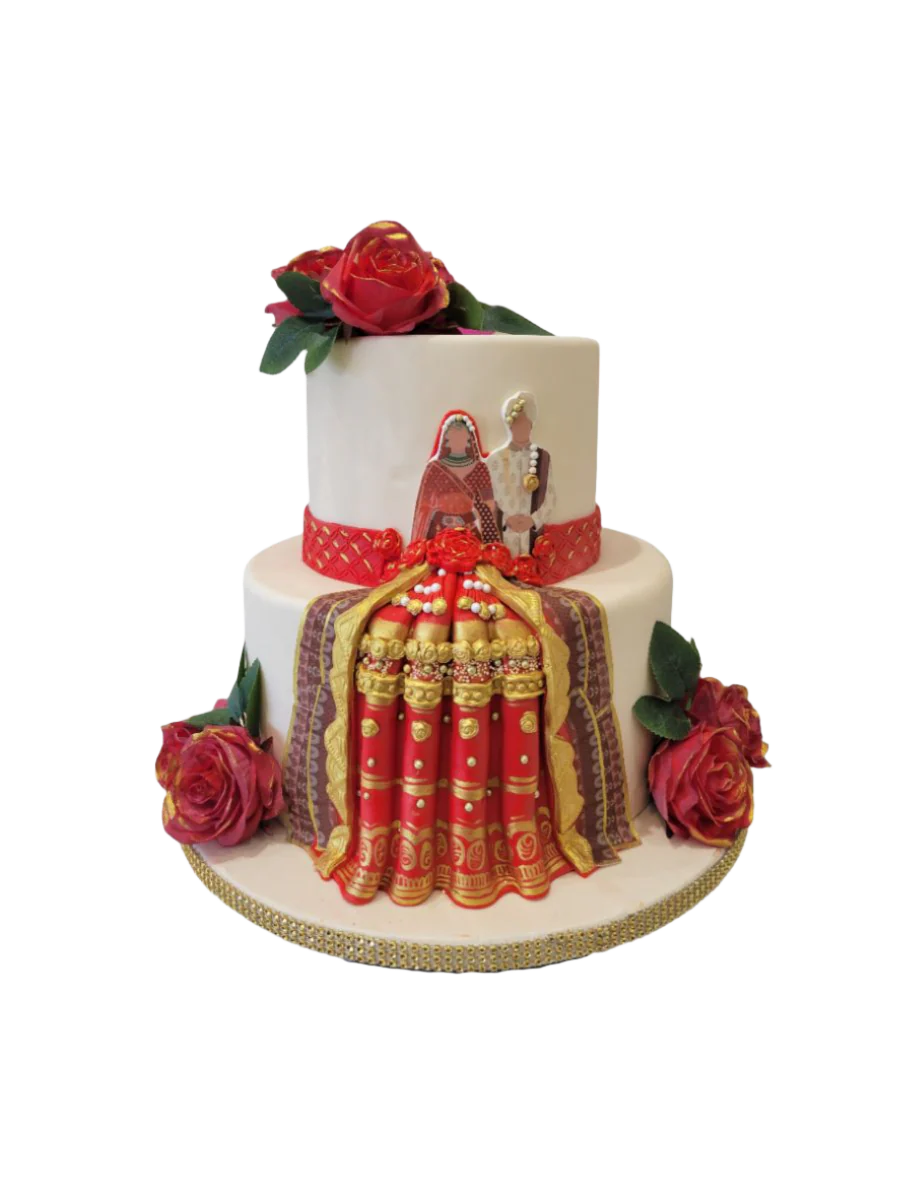 Indian Couple Fondant Wedding Cake