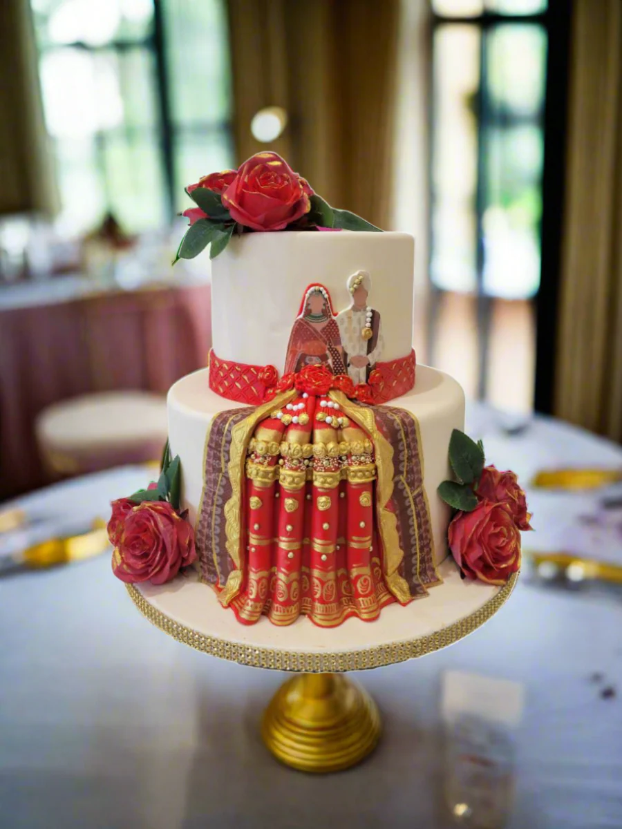 Indian Couple Fondant Wedding Cake - Image 2