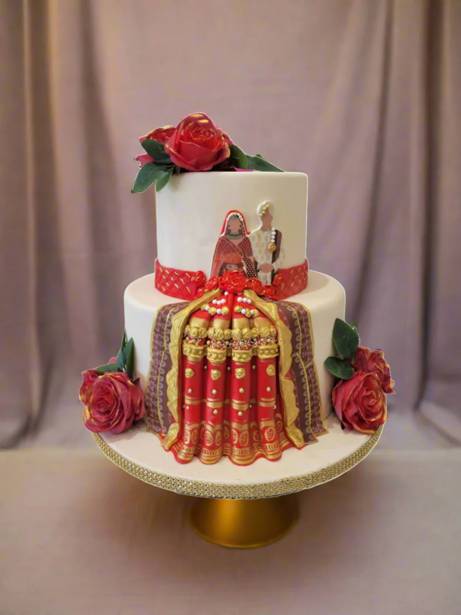 Indian Couple Fondant Wedding Cake - Image 5
