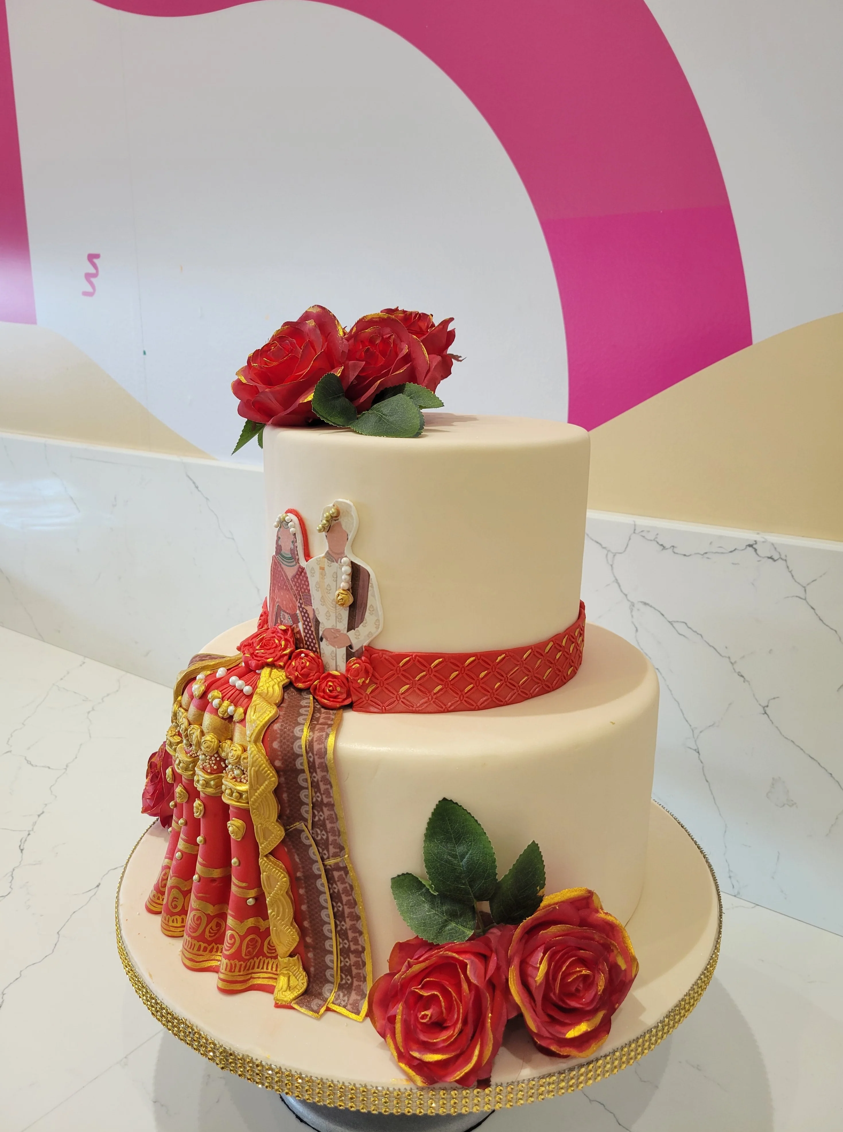 Indian Couple Fondant Wedding Cake - Image 7