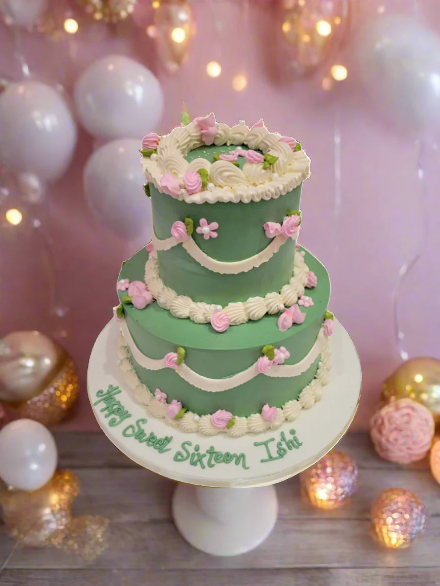Ishi's Sweet Sixteen Cream Tiered Cake - Image 2