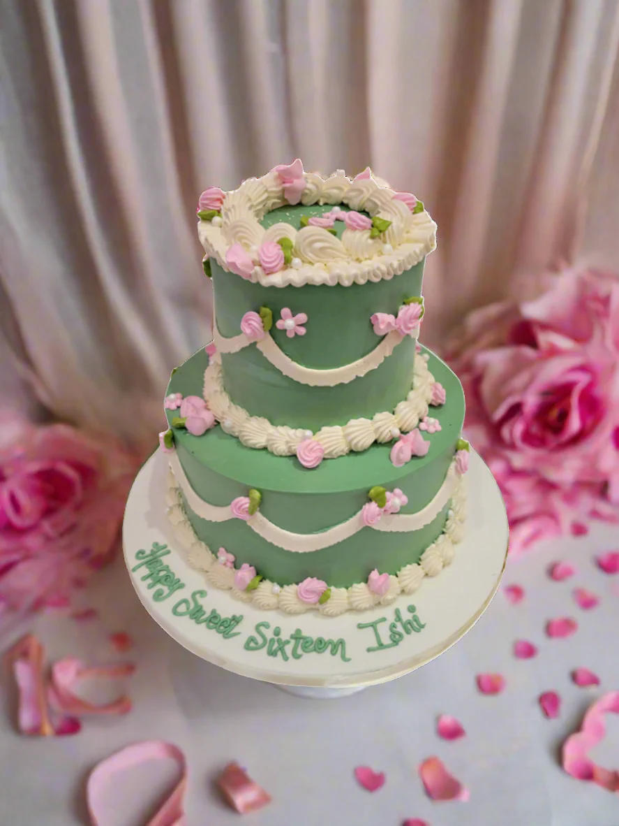 Ishi's Sweet Sixteen Cream Tiered Cake - Image 3