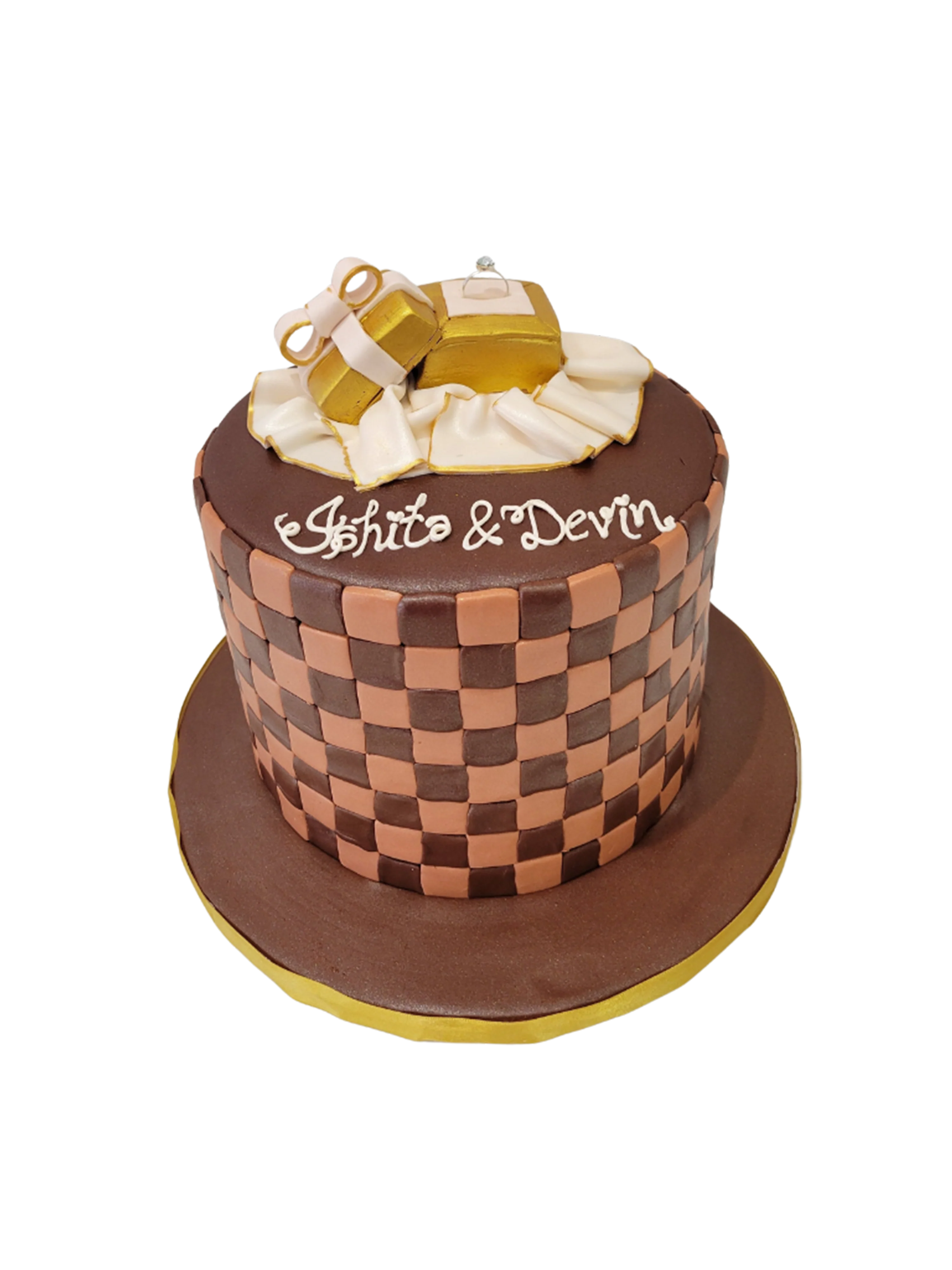 Ishita & Devin Engagement Fondant Cake