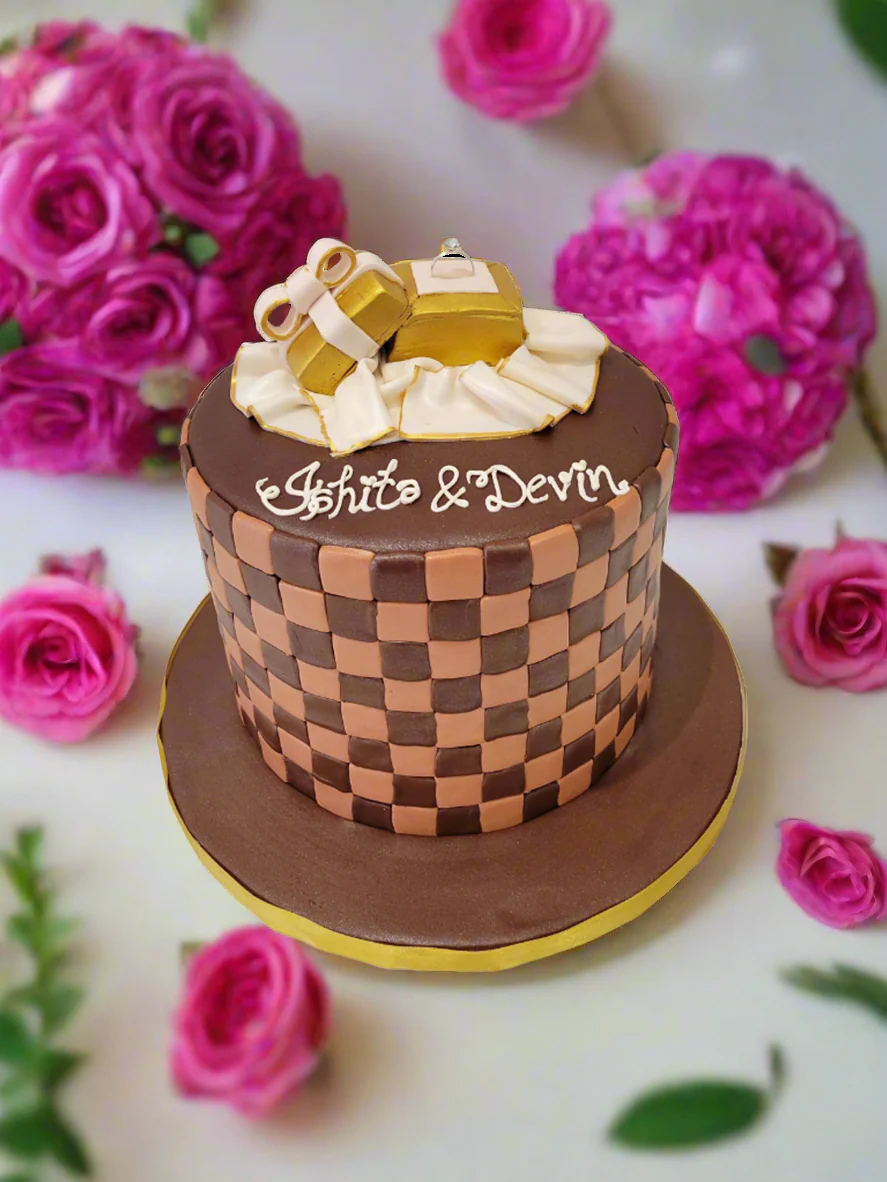 Ishita & Devin Engagement Fondant Cake - Image 2