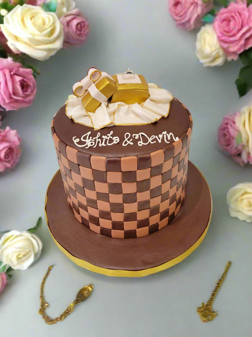 Ishita & Devin Engagement Fondant Cake - Image 3