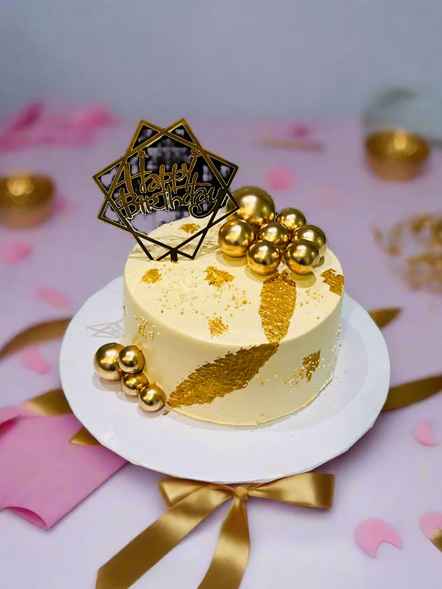 Ivory And Gold Cream Cake - Image 2