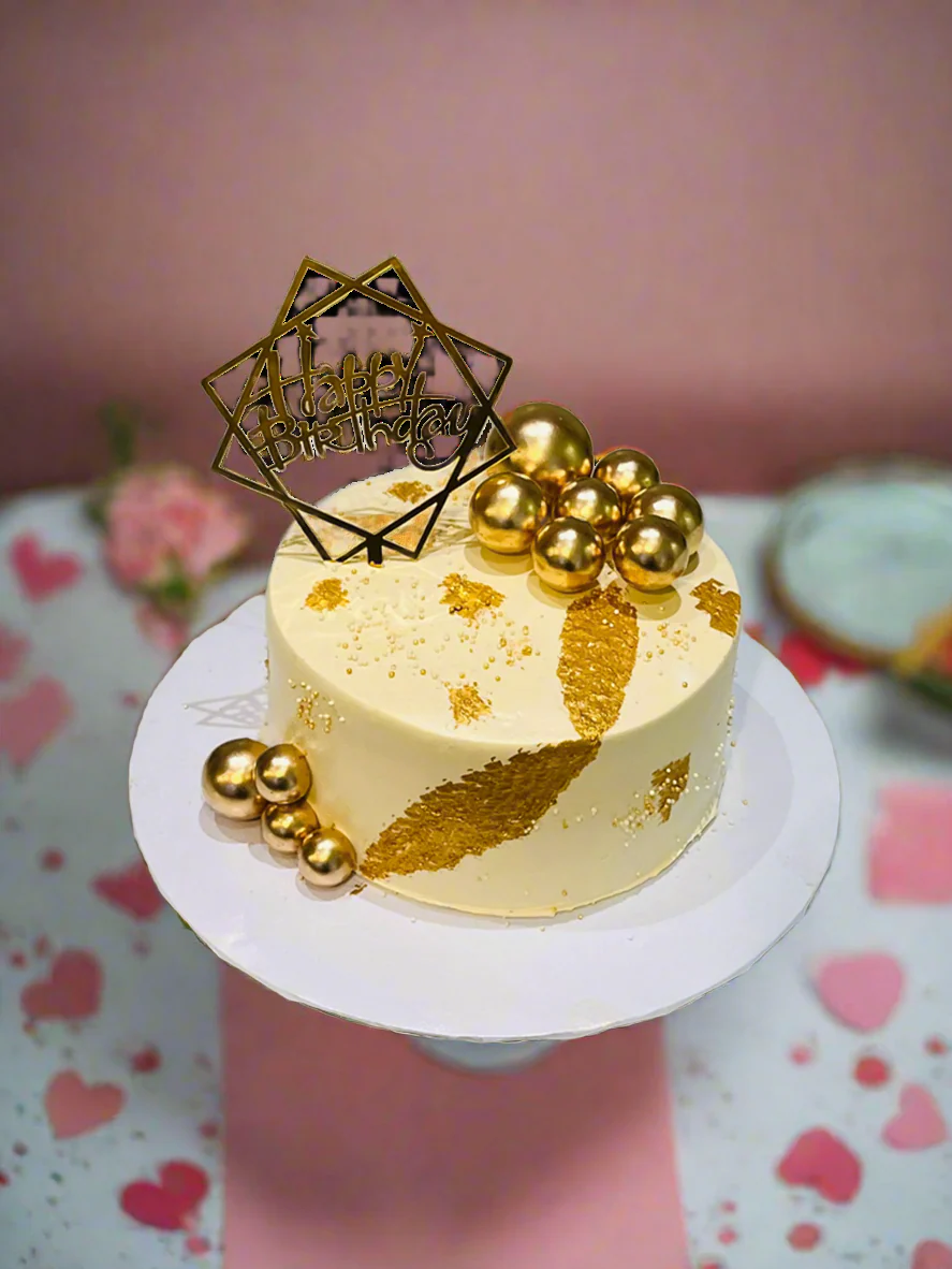 Ivory And Gold Cream Cake - Image 4