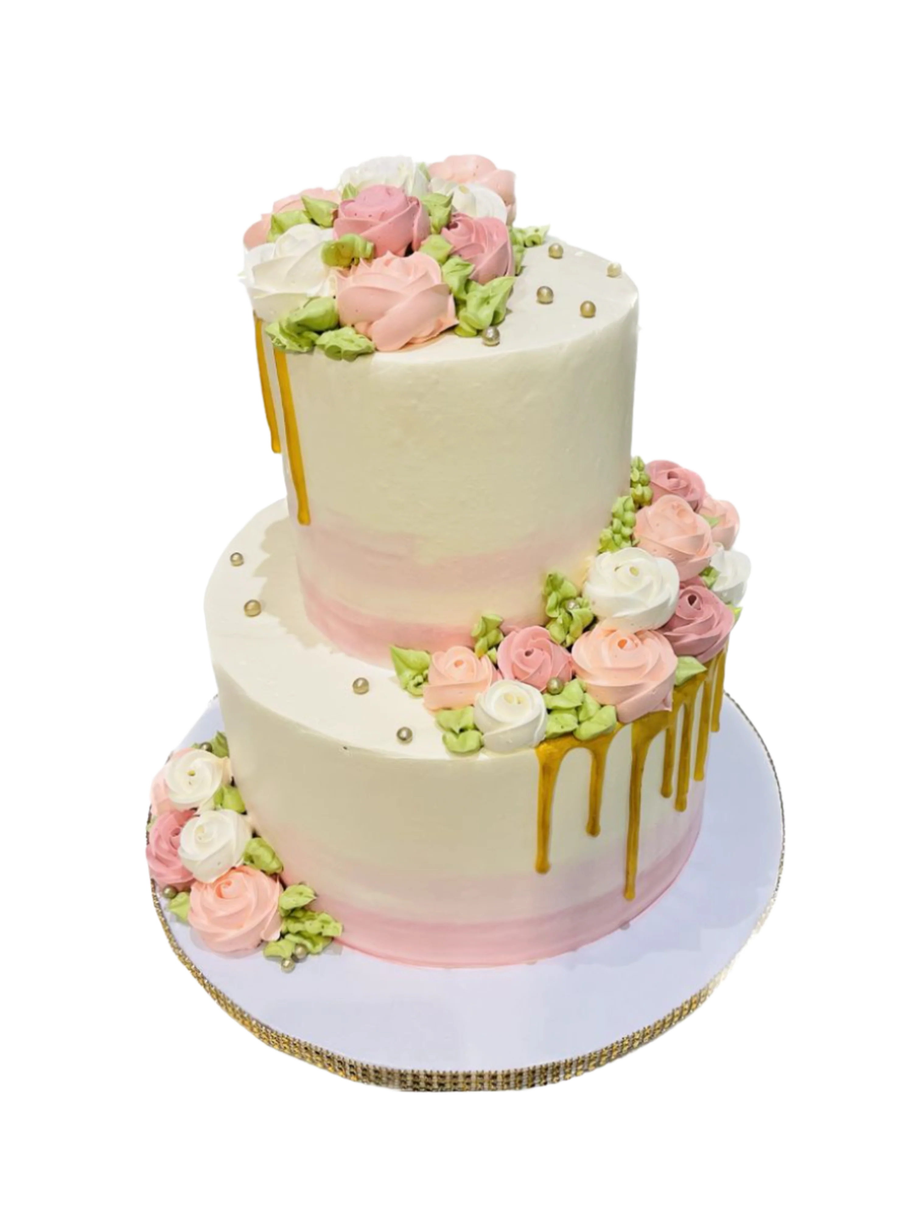 Ivory And Rose Gold Wedding Cake