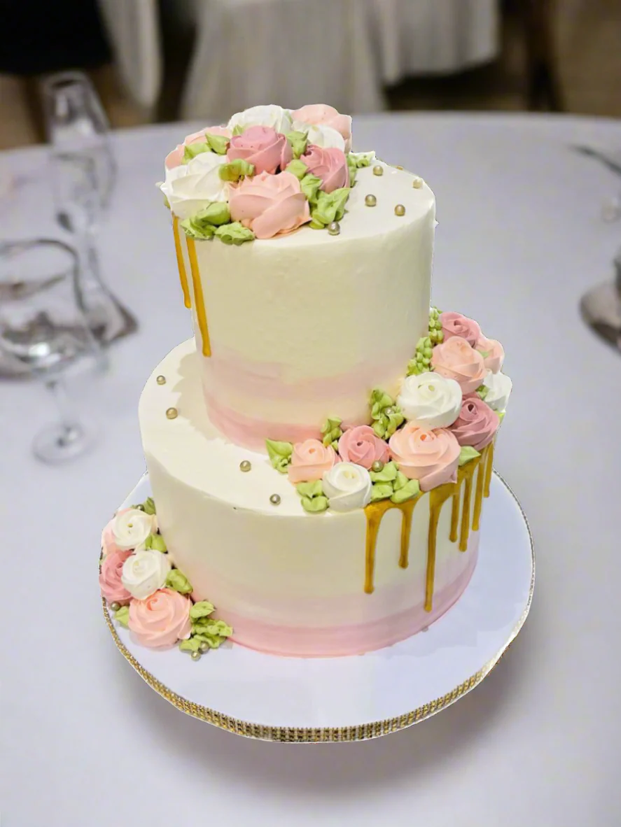 Ivory And Rose Gold Wedding Cake - Image 3