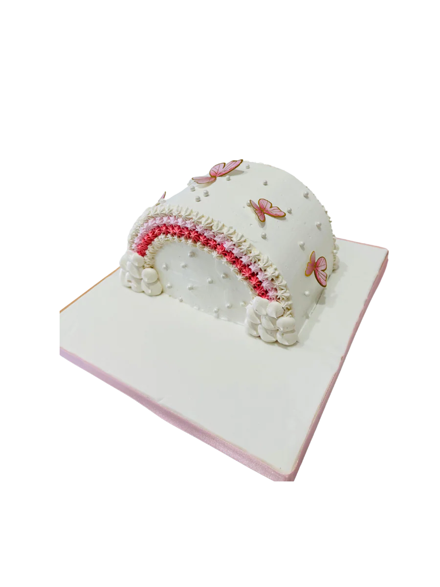 Ivory Butterfly Arch Cake