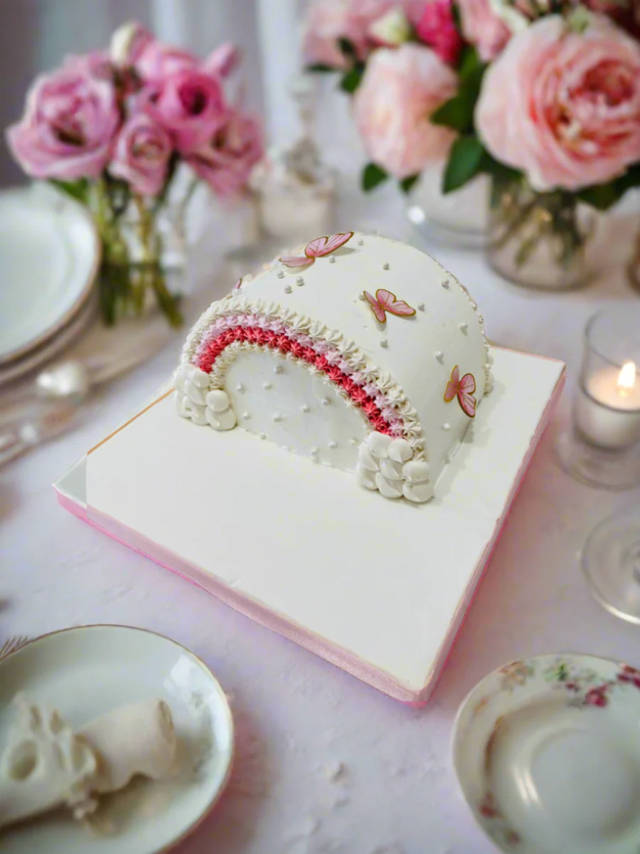 Ivory Butterfly Arch Cake - Image 3