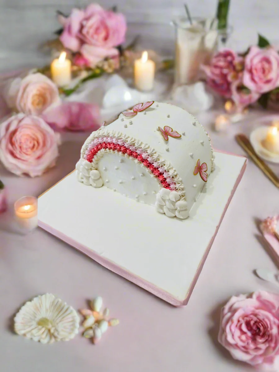 Ivory Butterfly Arch Cake - Image 5