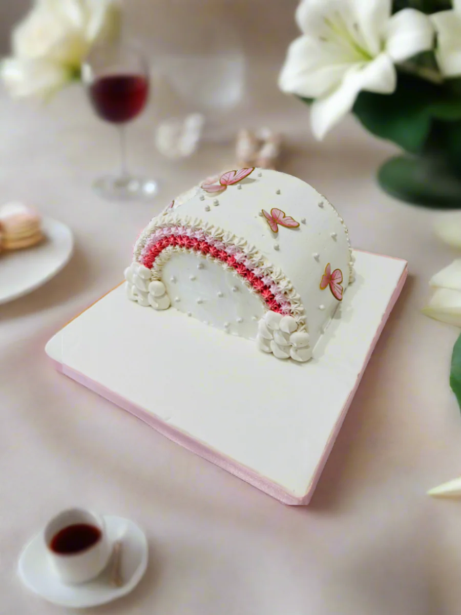 Ivory Butterfly Arch Cake - Image 6