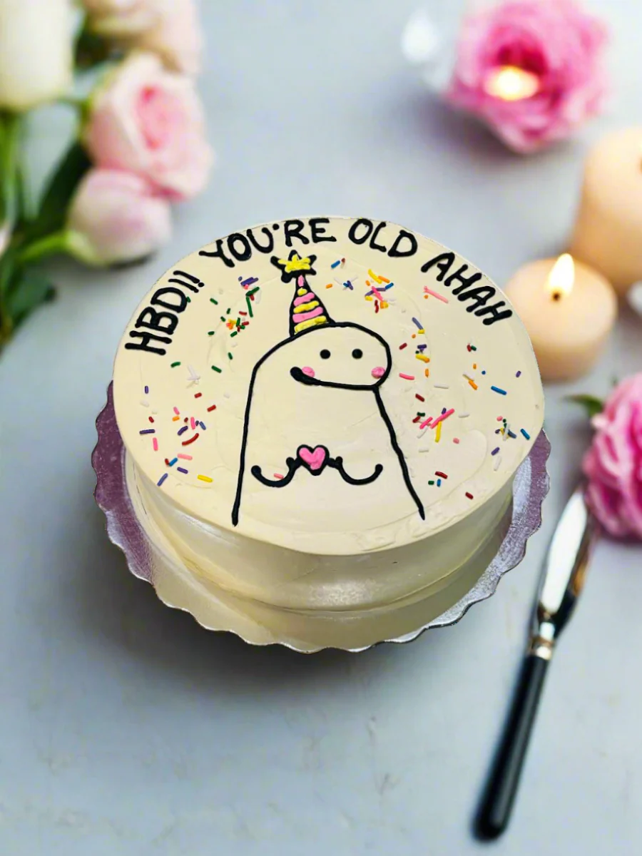 Ivory Comic Birthday Hat Cake - Image 2