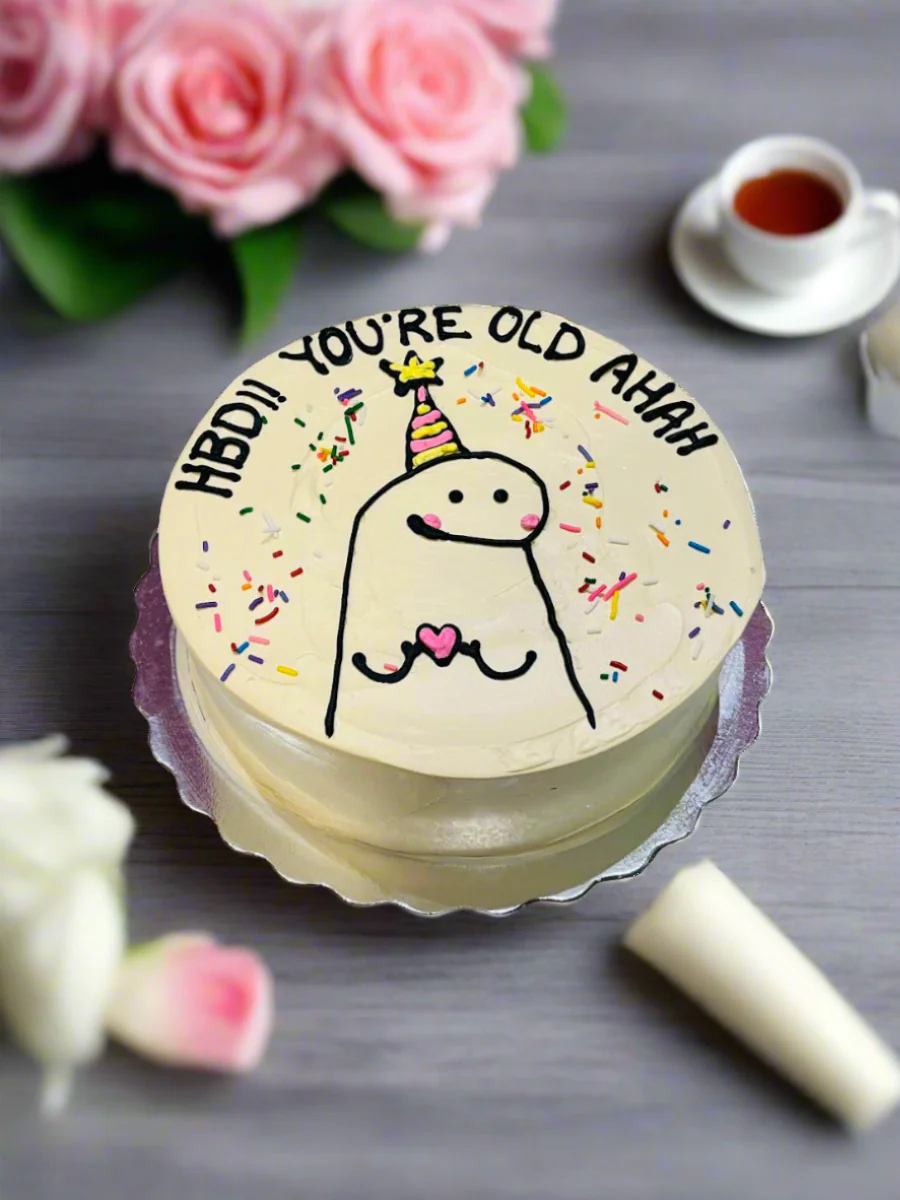 Ivory Comic Birthday Hat Cake - Image 4