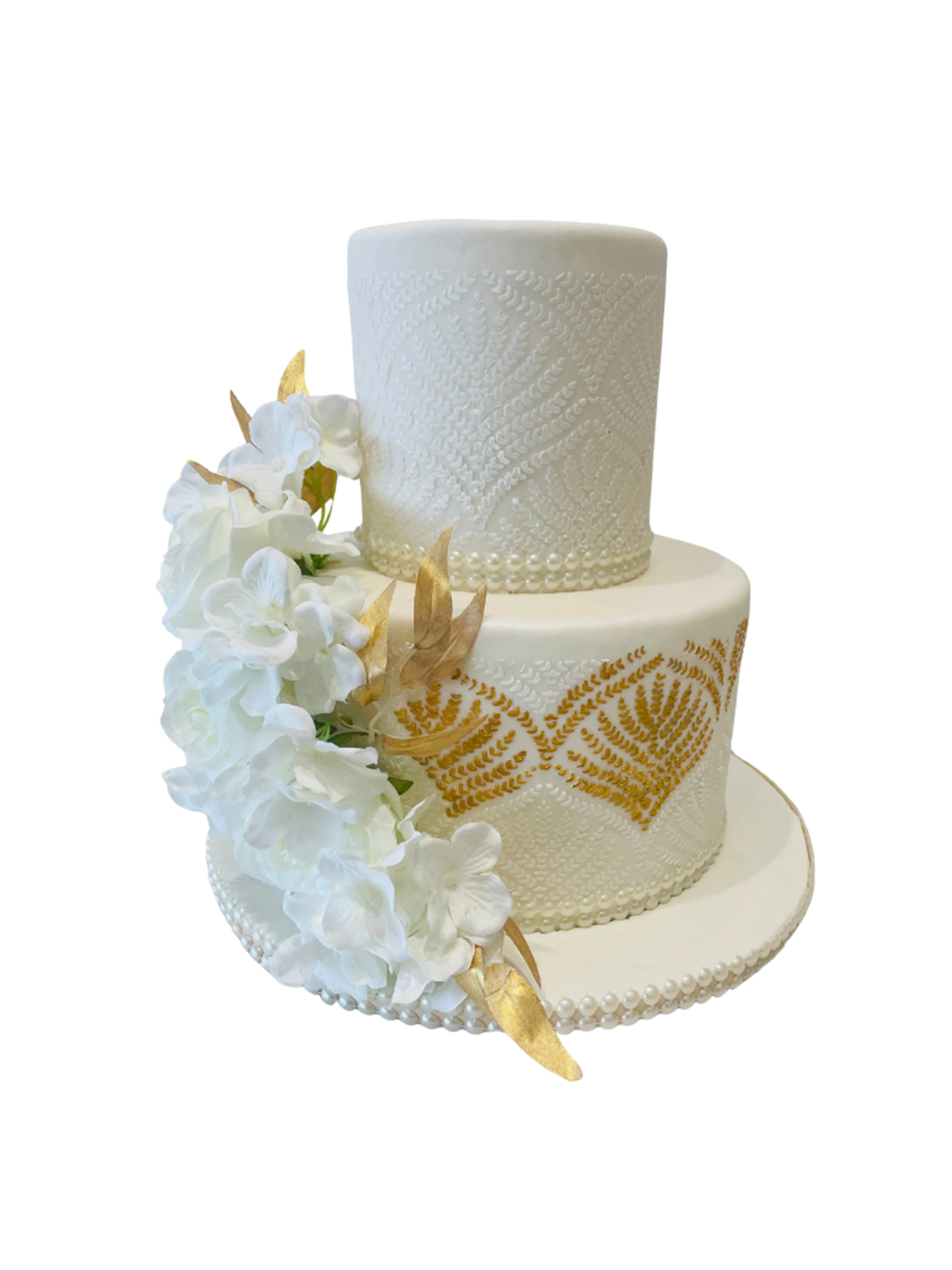Ivory Demask Fondant Tiered Cake