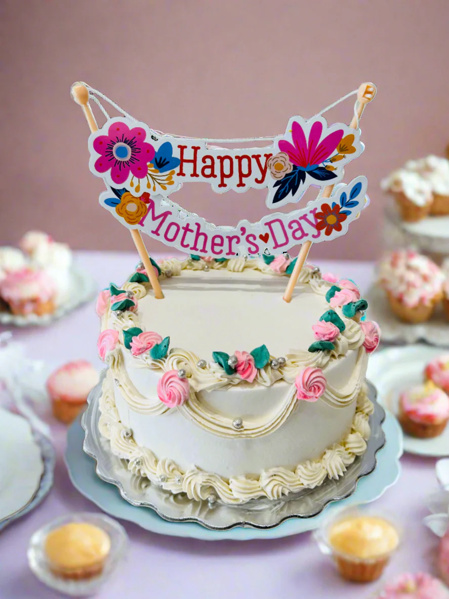 Ivory Floral Mother's Day Cake - Image 2