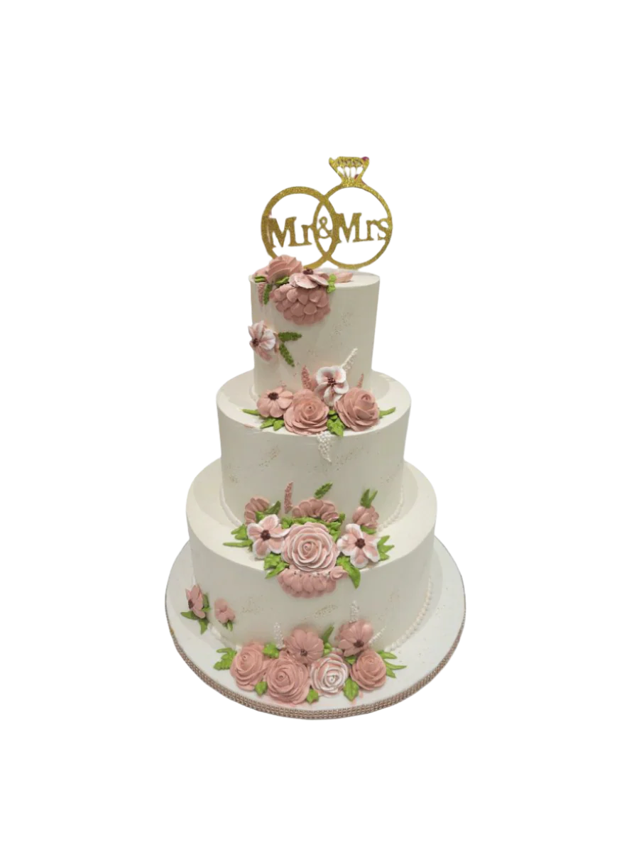 Ivory Floral Wedding Cake