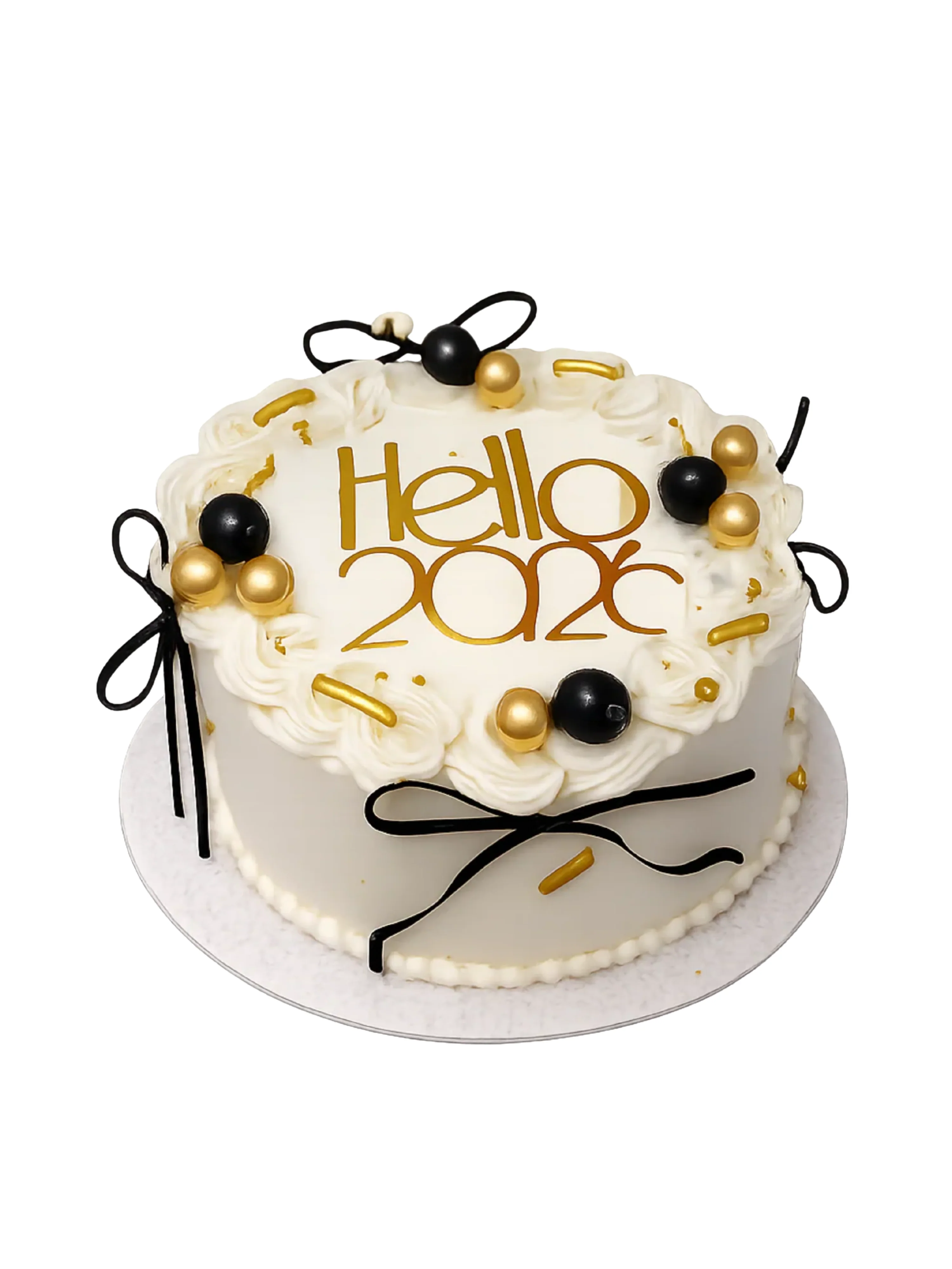 Ivory & Black Bow New Year Cake