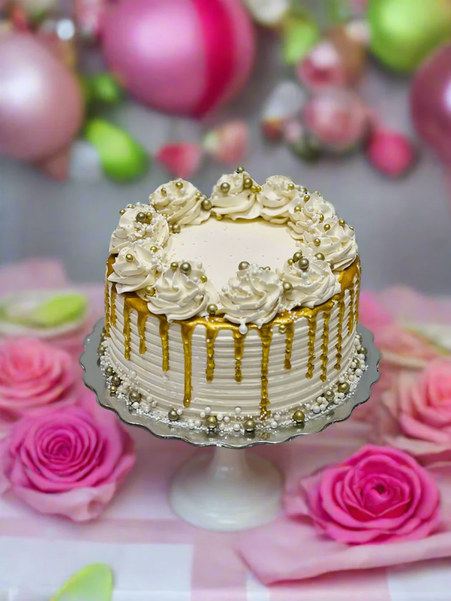 Ivory & Gold Birthday Cake - Image 2