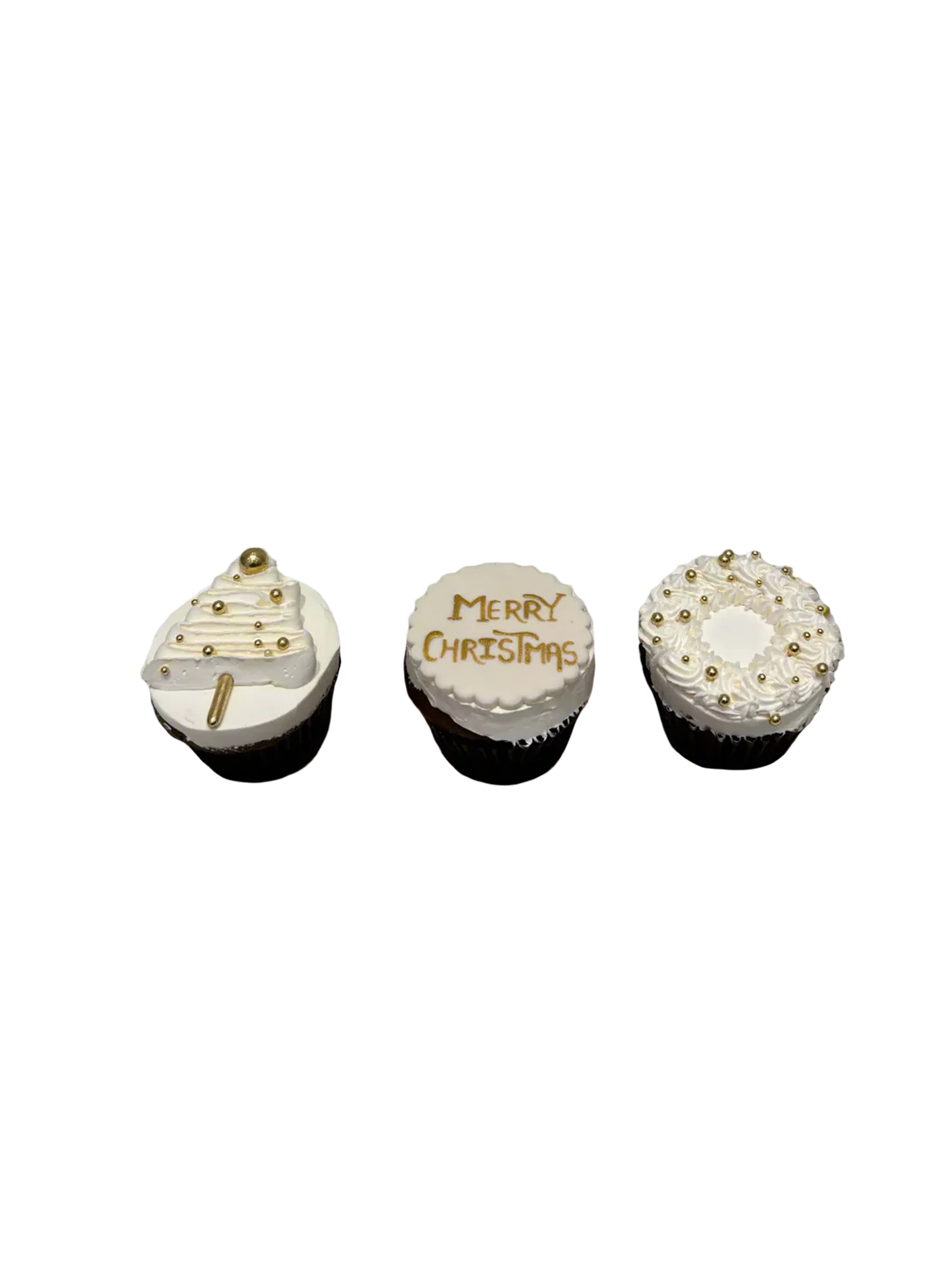 Ivory & Gold Christmas Cupcakes - (Pack of 6)