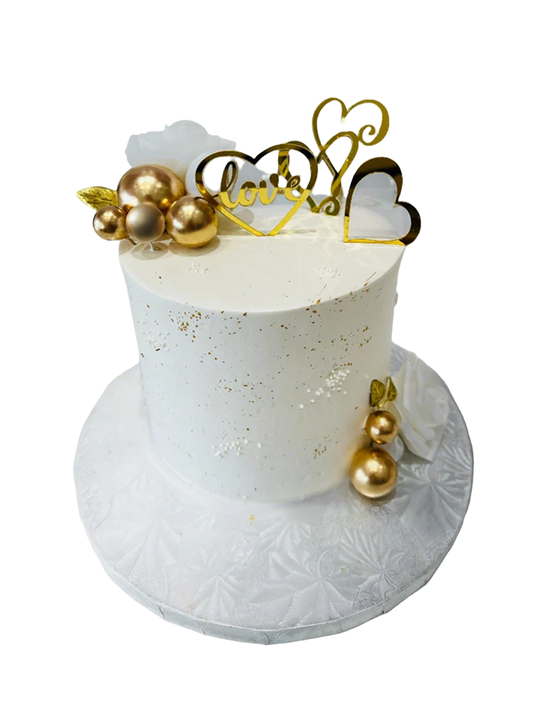Ivory & Gold Love Cream Cake