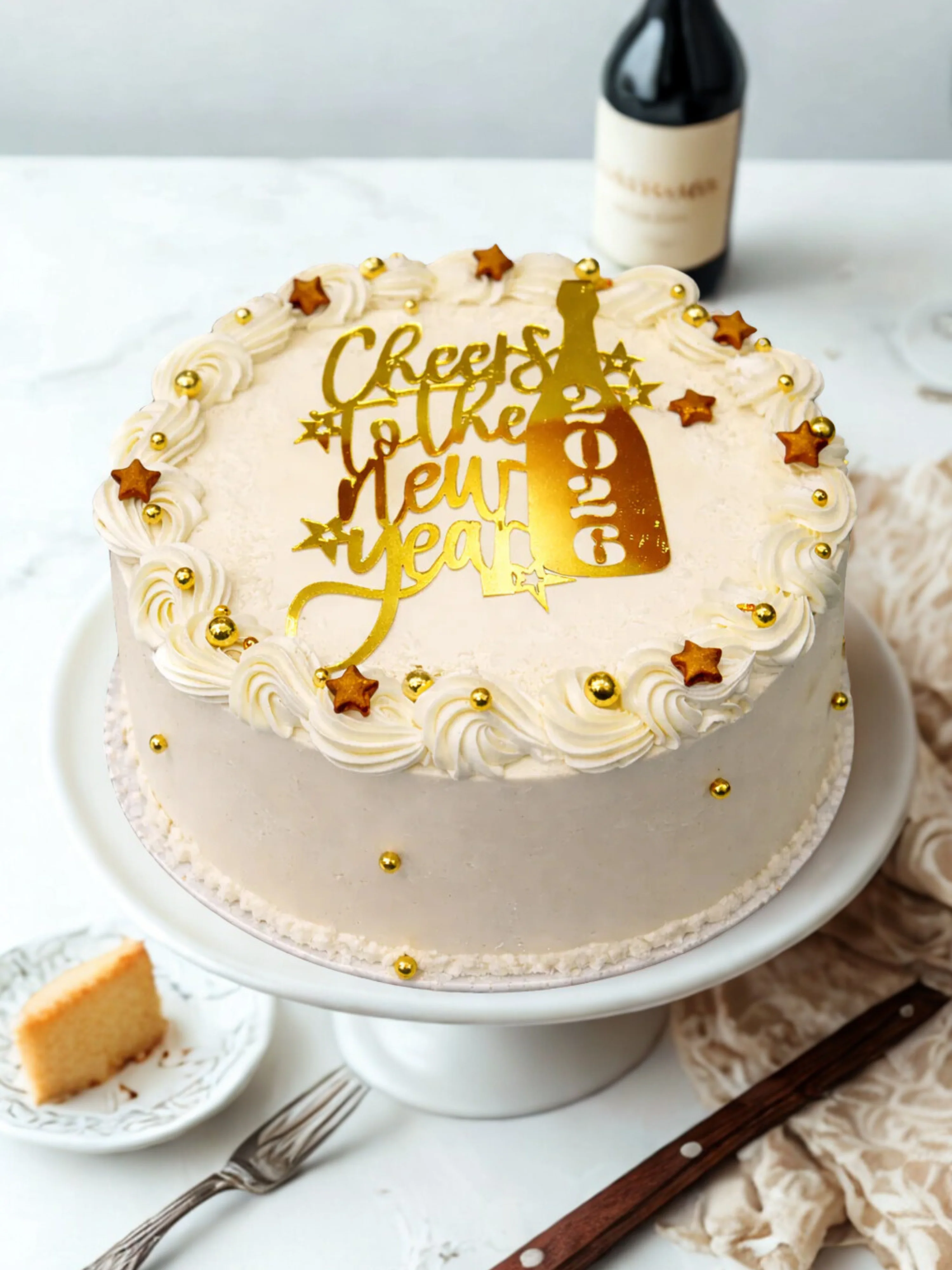 Ivory & Gold New Year Cake - Image 2