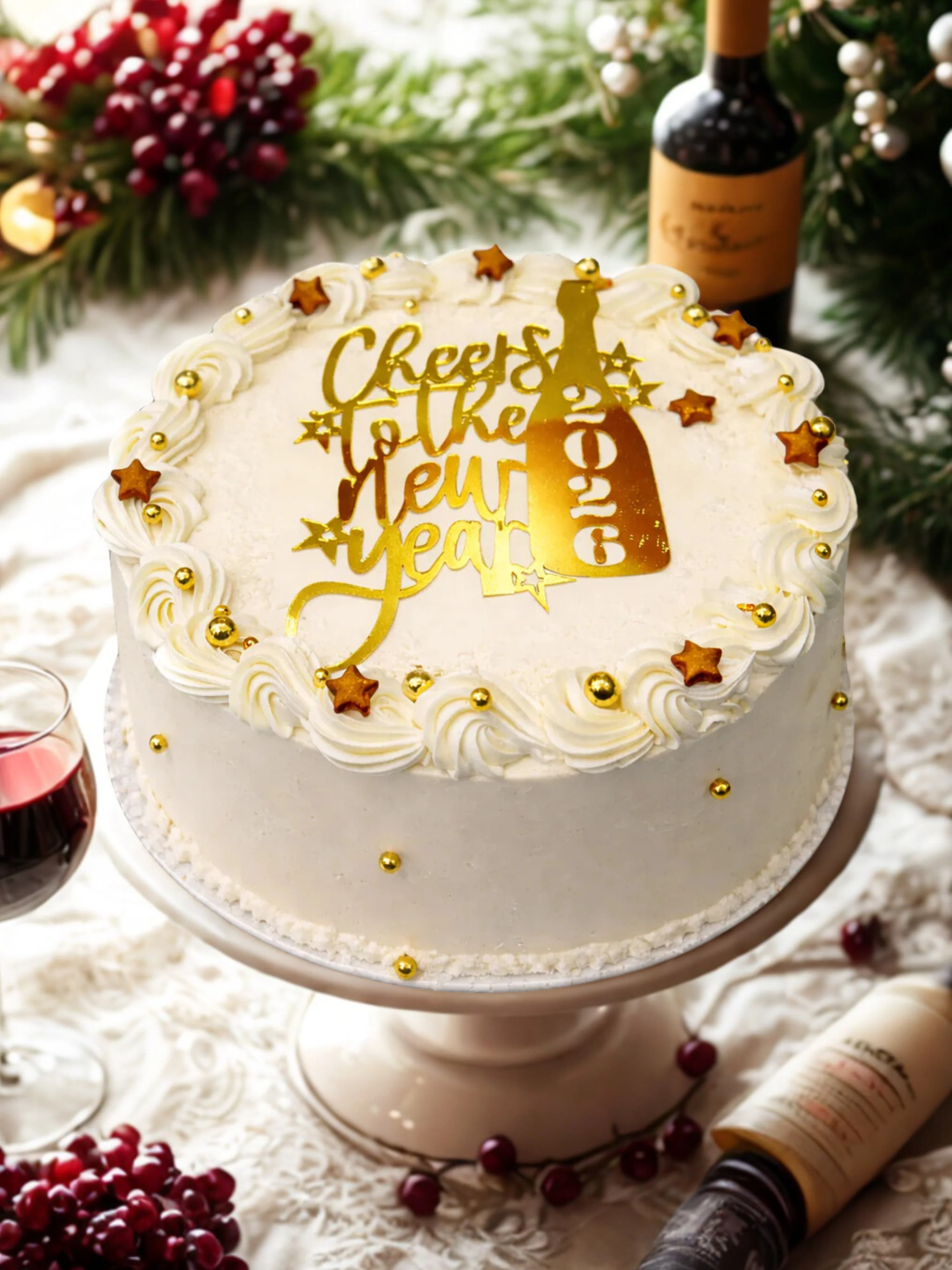 Ivory & Gold New Year Cake - Image 4