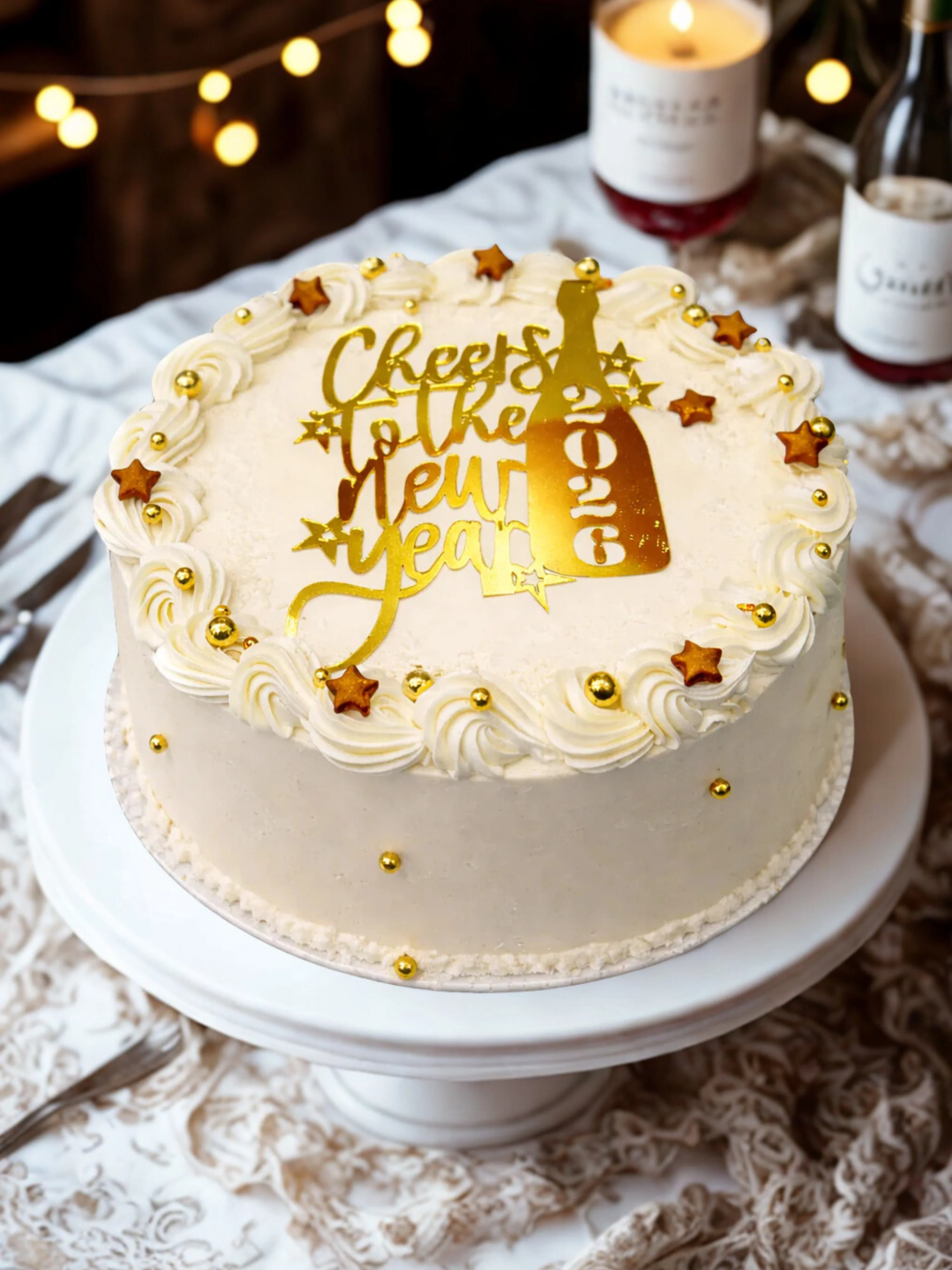 Ivory & Gold New Year Cake - Image 5