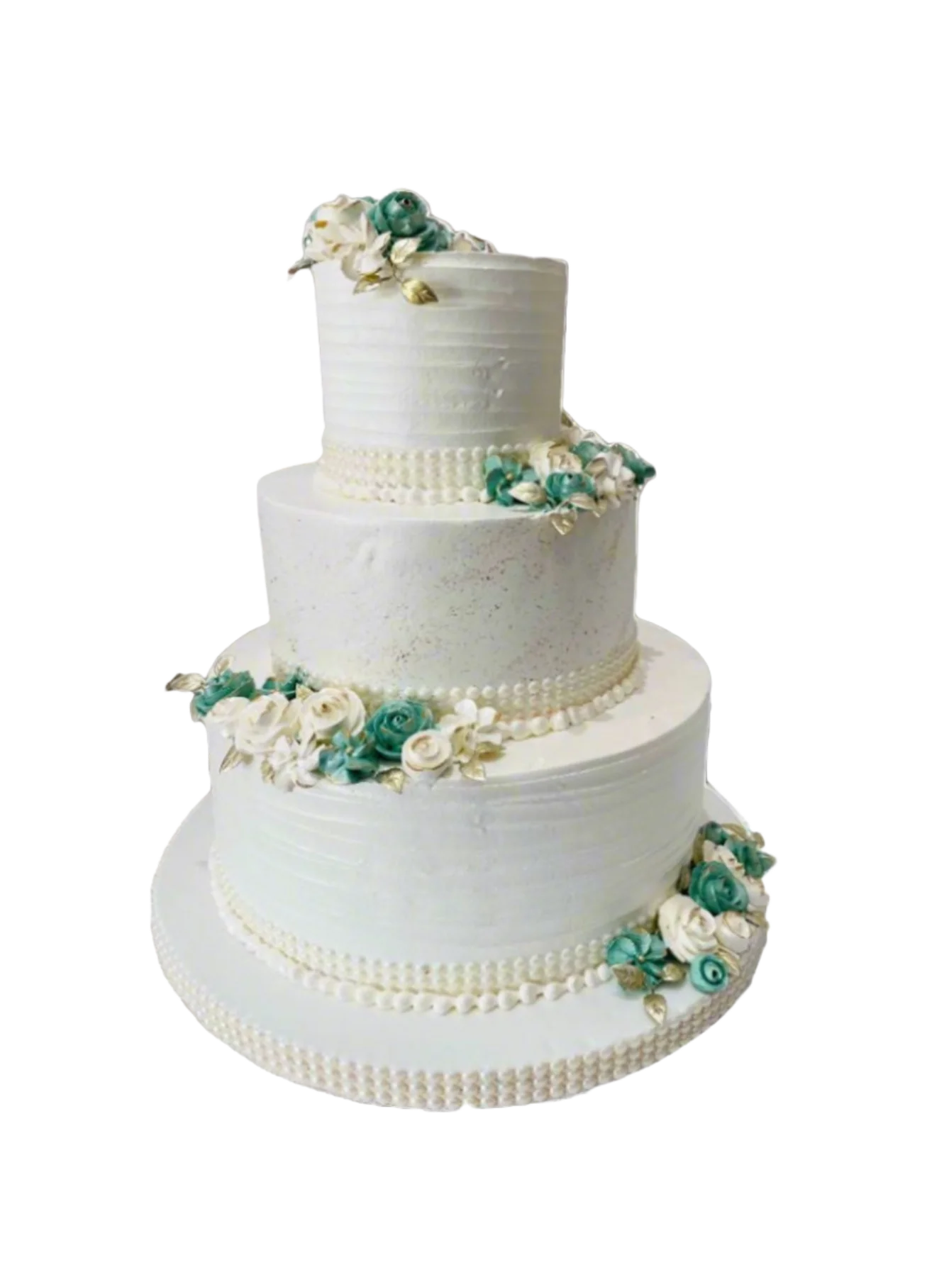 Ivory & Green Wedding Cream Cake