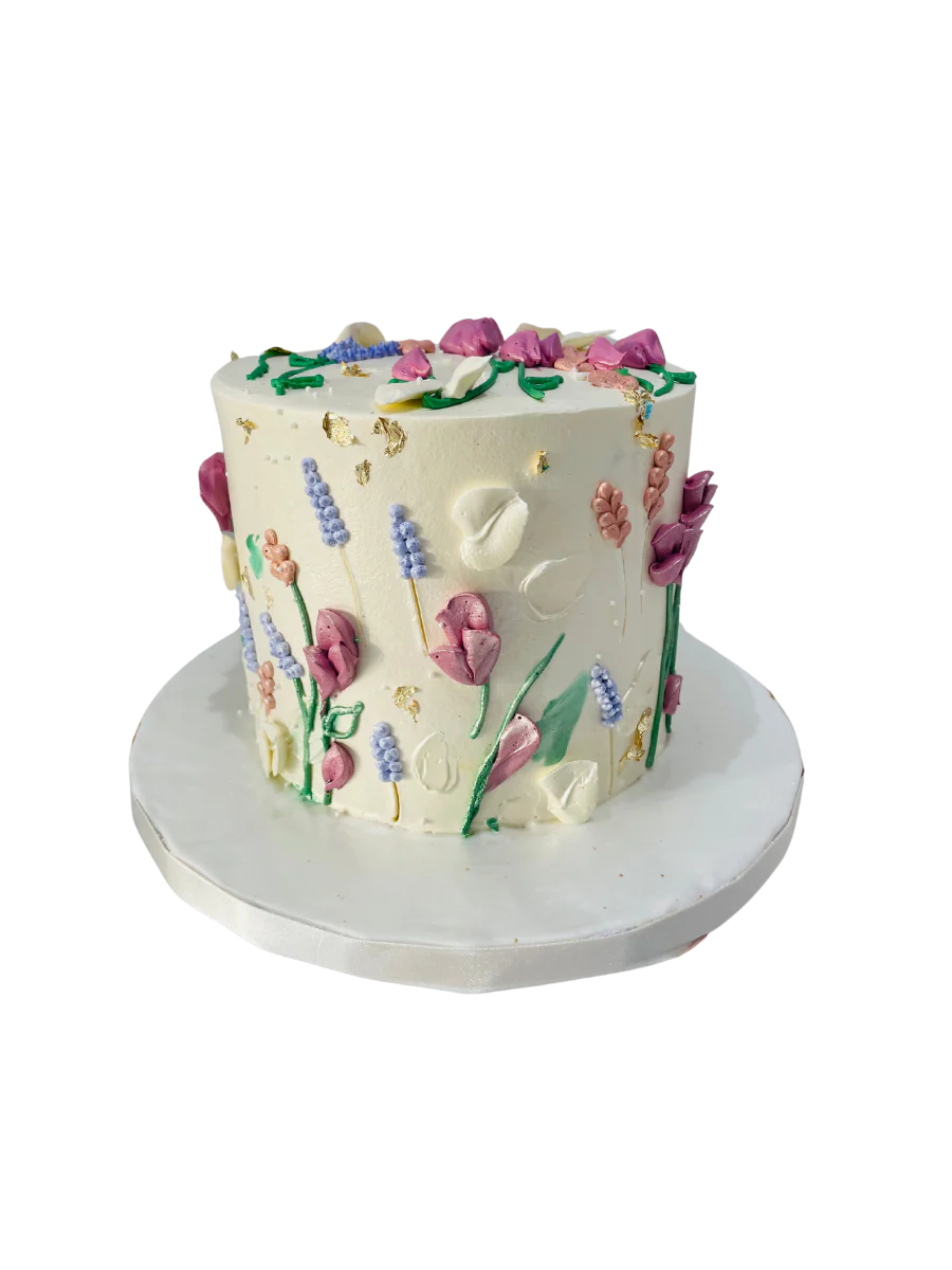 Ivory Lavender Floral Cake