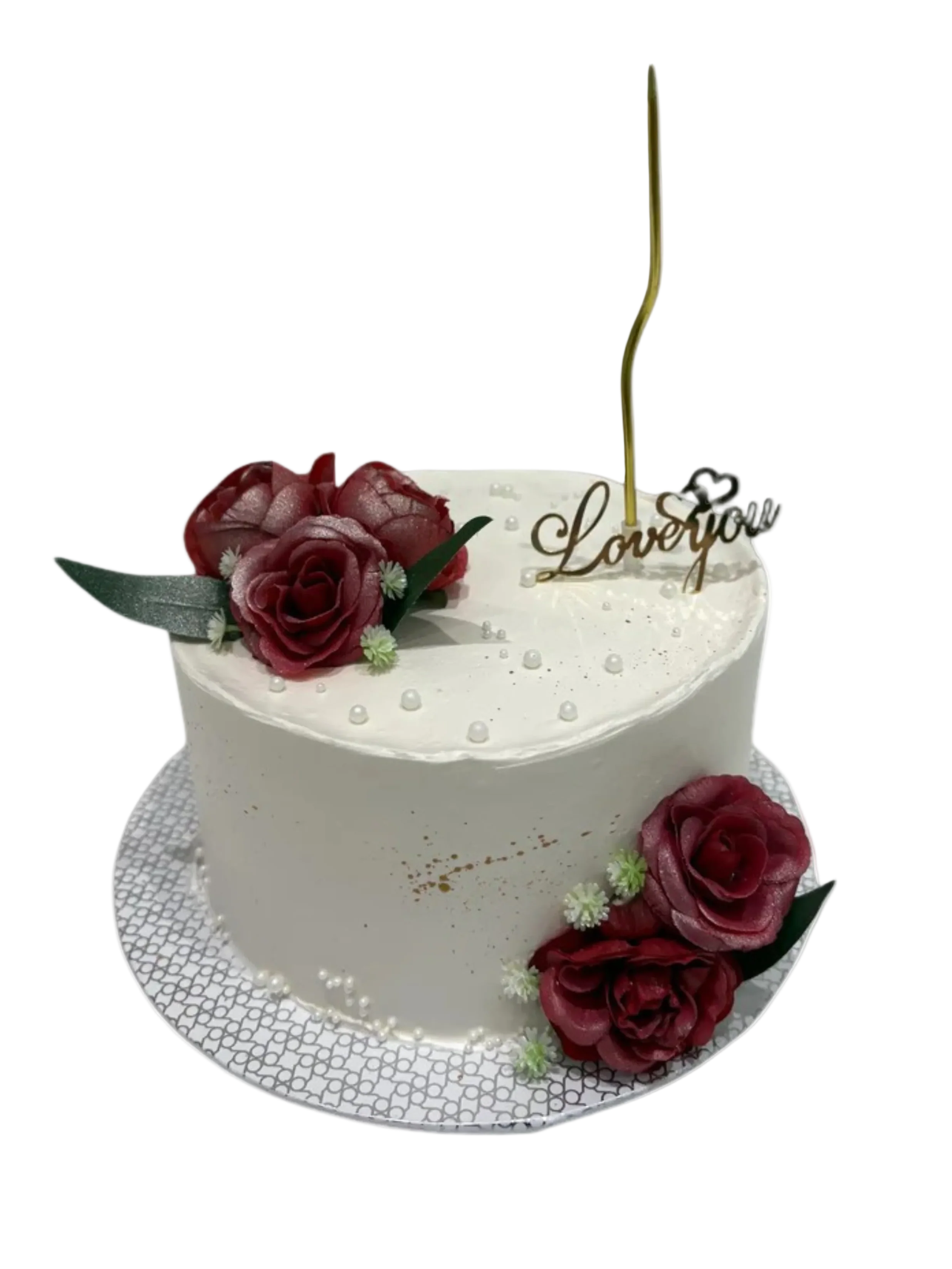 Ivory Red & Gold Valentine Cream Cake