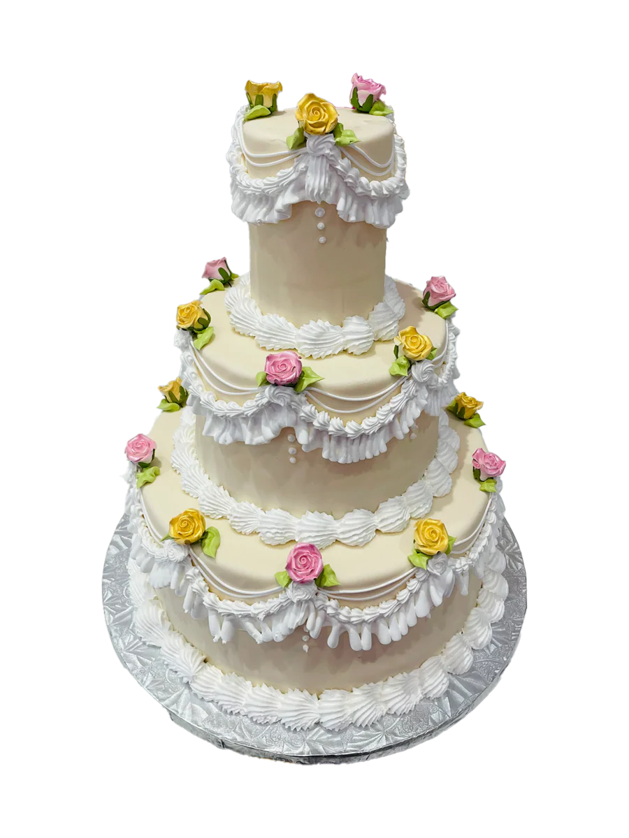 Ivory  Rose Vintage Tiered Cake