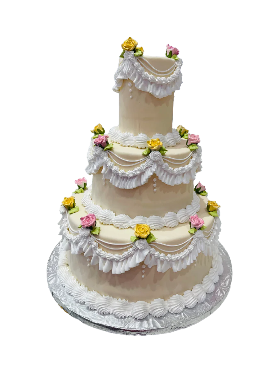 Ivory  Rose Vintage Tiered Cake - Image 5