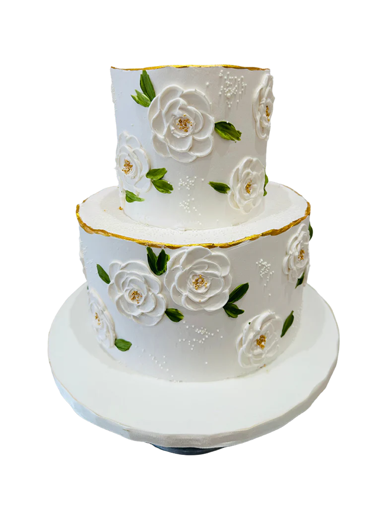 Ivory Roses Cream Tiered Cake