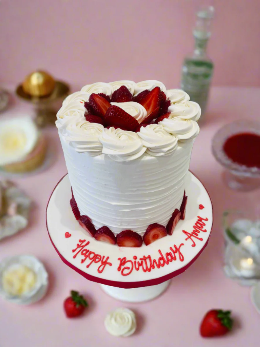 Ivory Strawberry Cake - Image 4