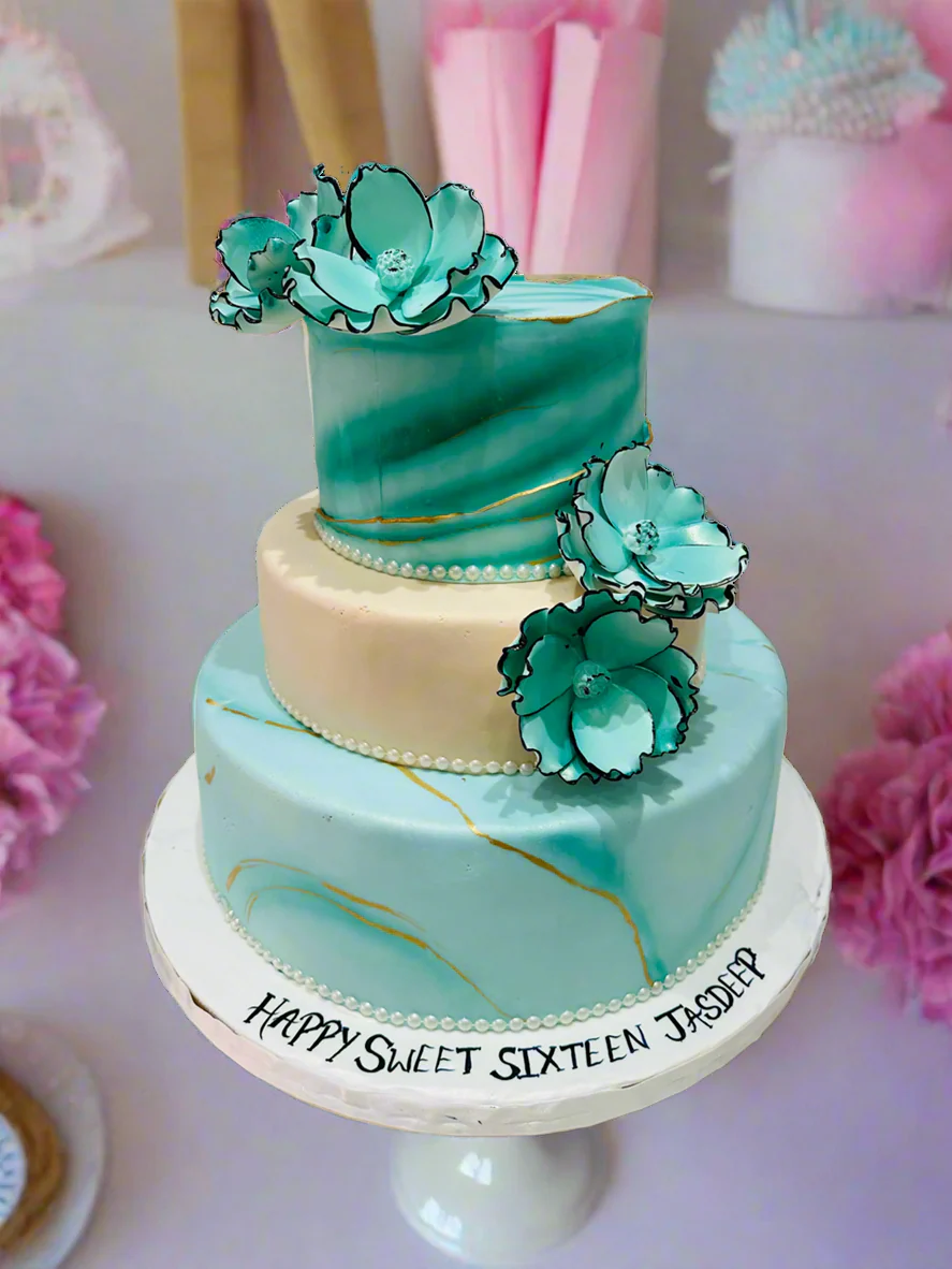 Jasdeep Teal Tiered Cake - Image 3