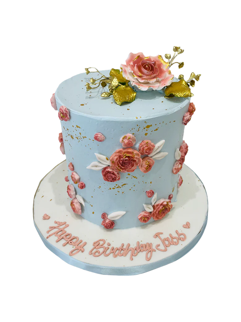 Jass Blue Floral Cake