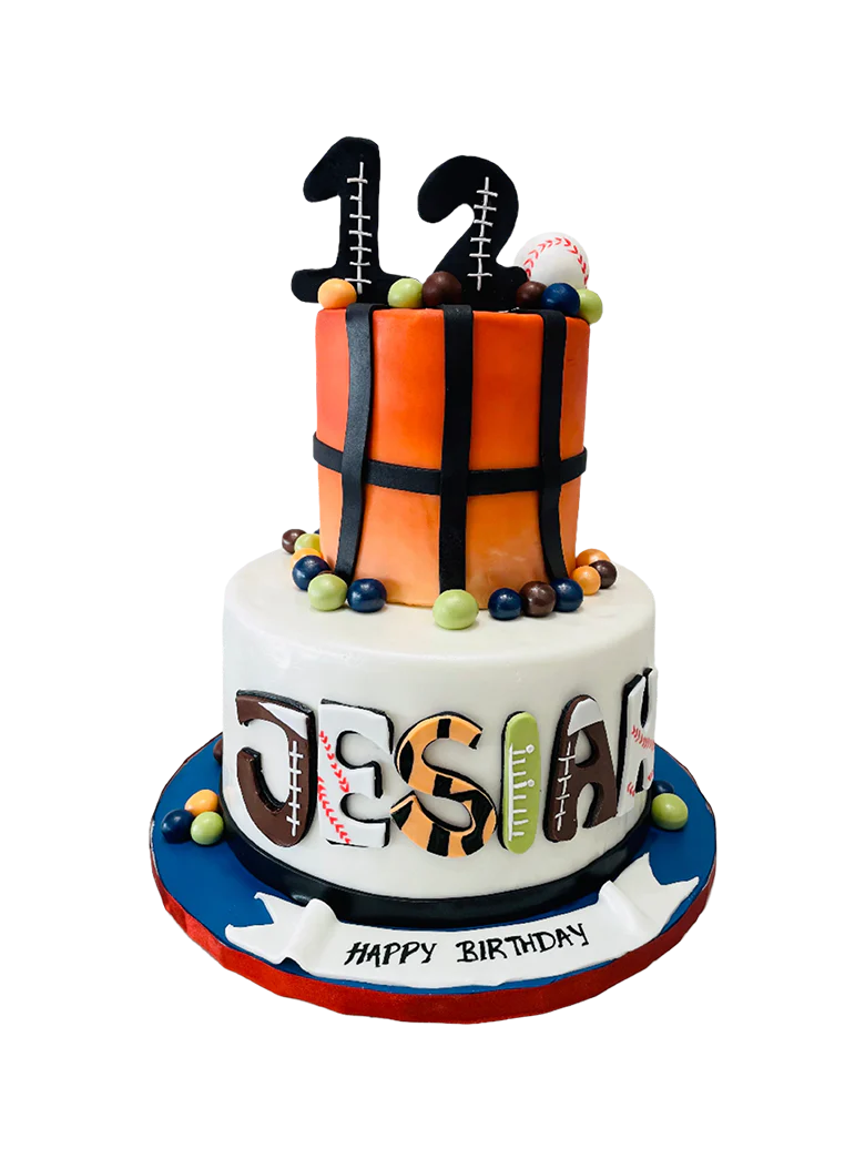 Jesiah Sports Fondant Tiered Cake