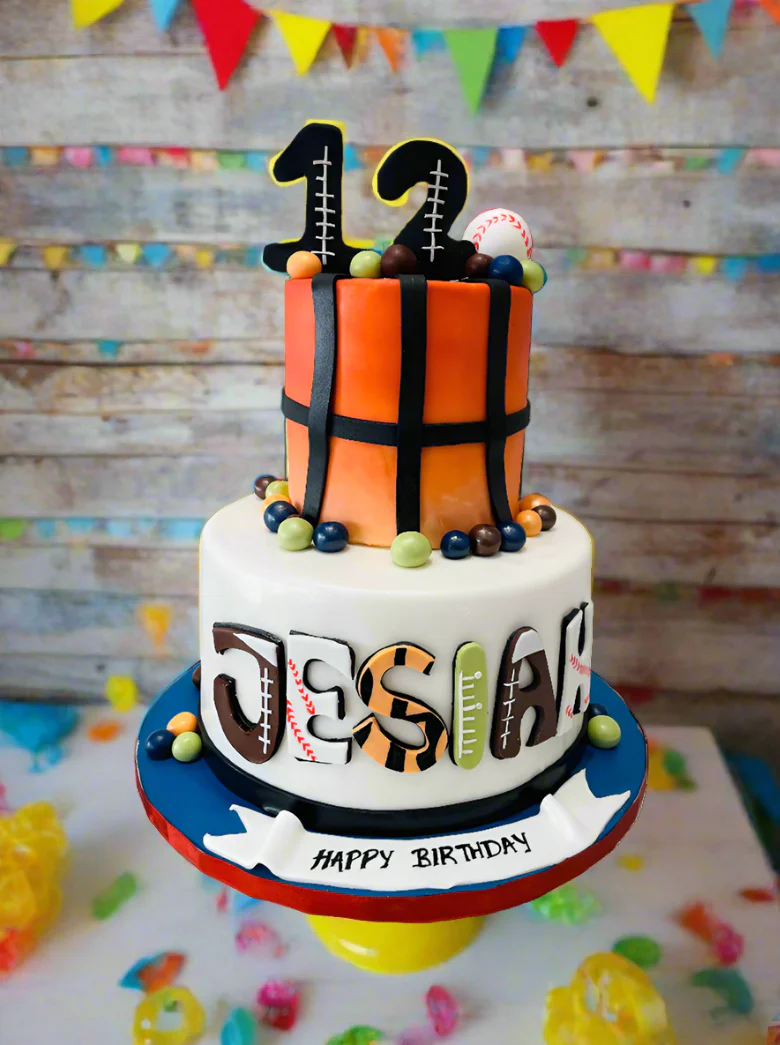 Jesiah Sports Fondant Tiered Cake - Image 2