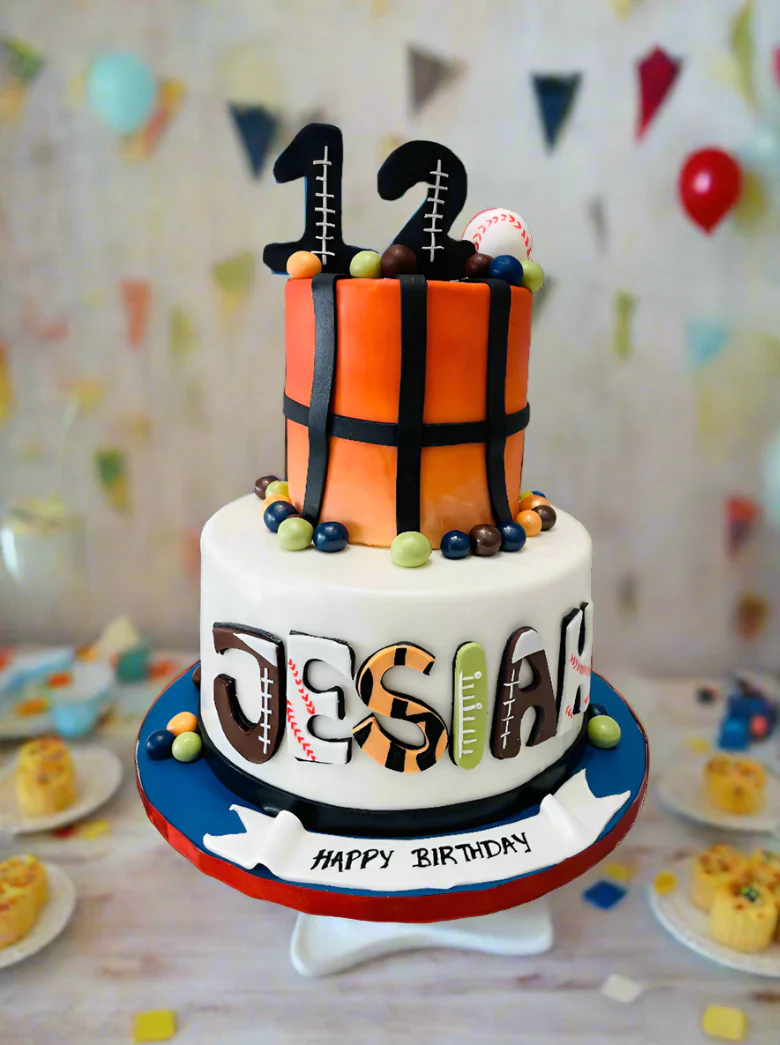 Jesiah Sports Fondant Tiered Cake - Image 3