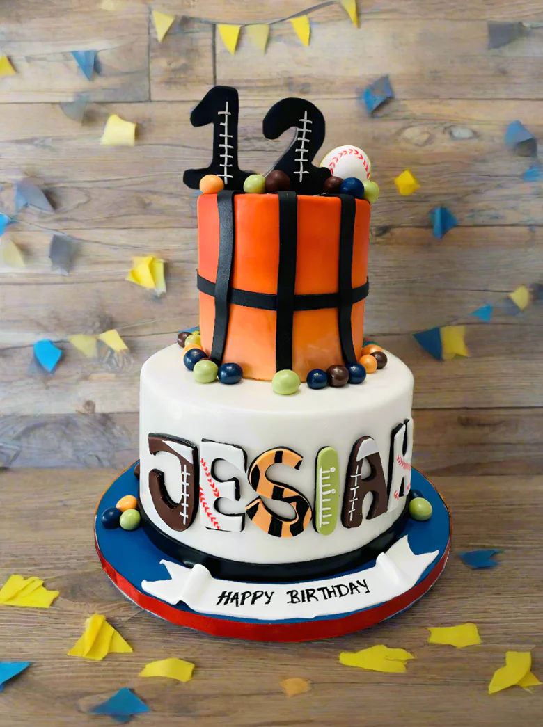 Jesiah Sports Fondant Tiered Cake - Image 4
