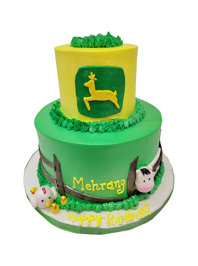 John Deere Cream Tiered Cake